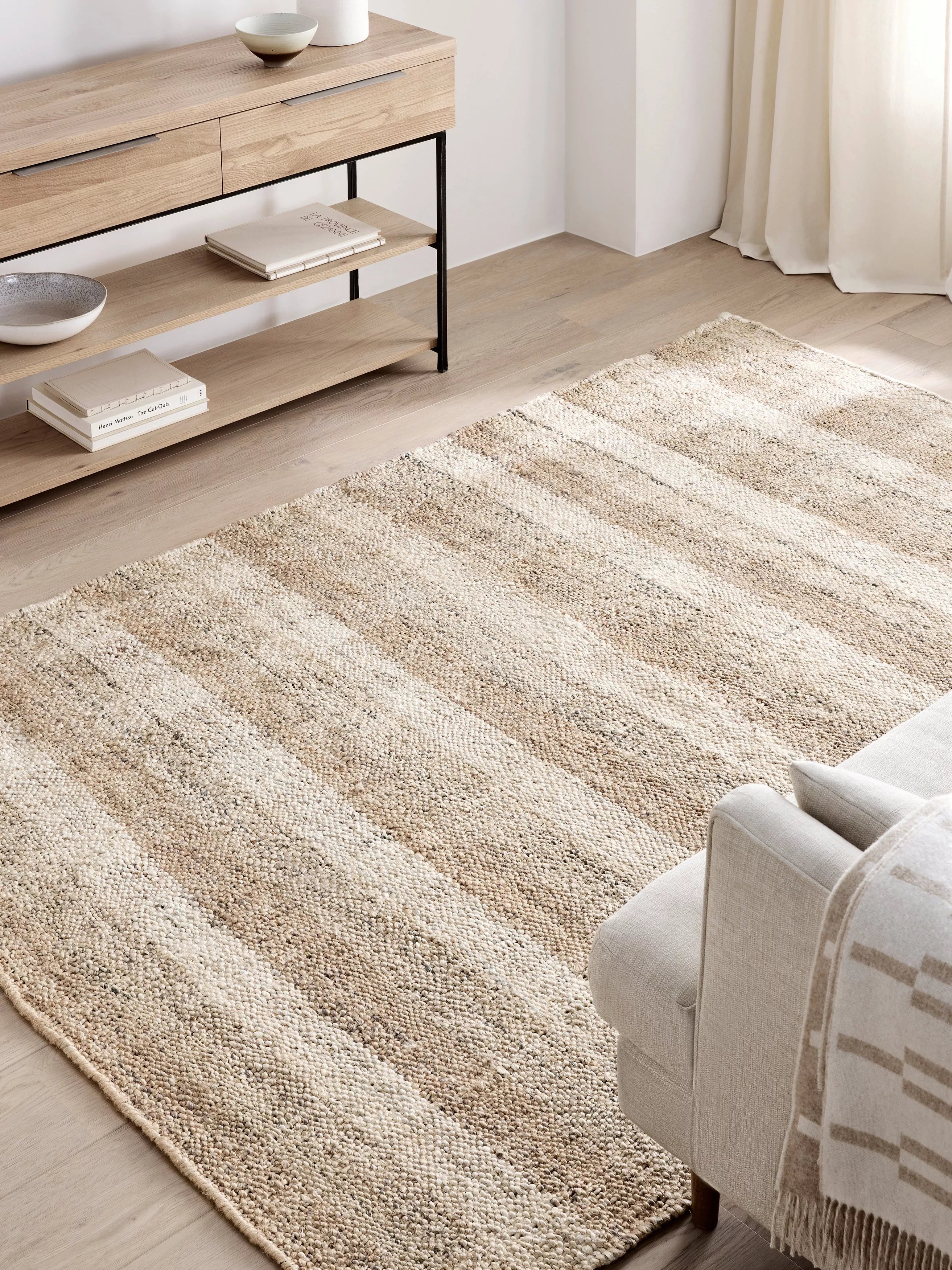 John Lewis checkered pure jute rug natural, UK version
