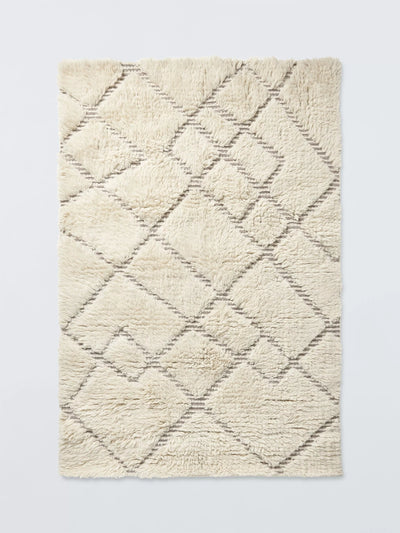 John Lewis John Lewis Low Pile Berber Hand Loomed Pure Wool Rug, White, 180 x 120cm- Buy online at McGrocer