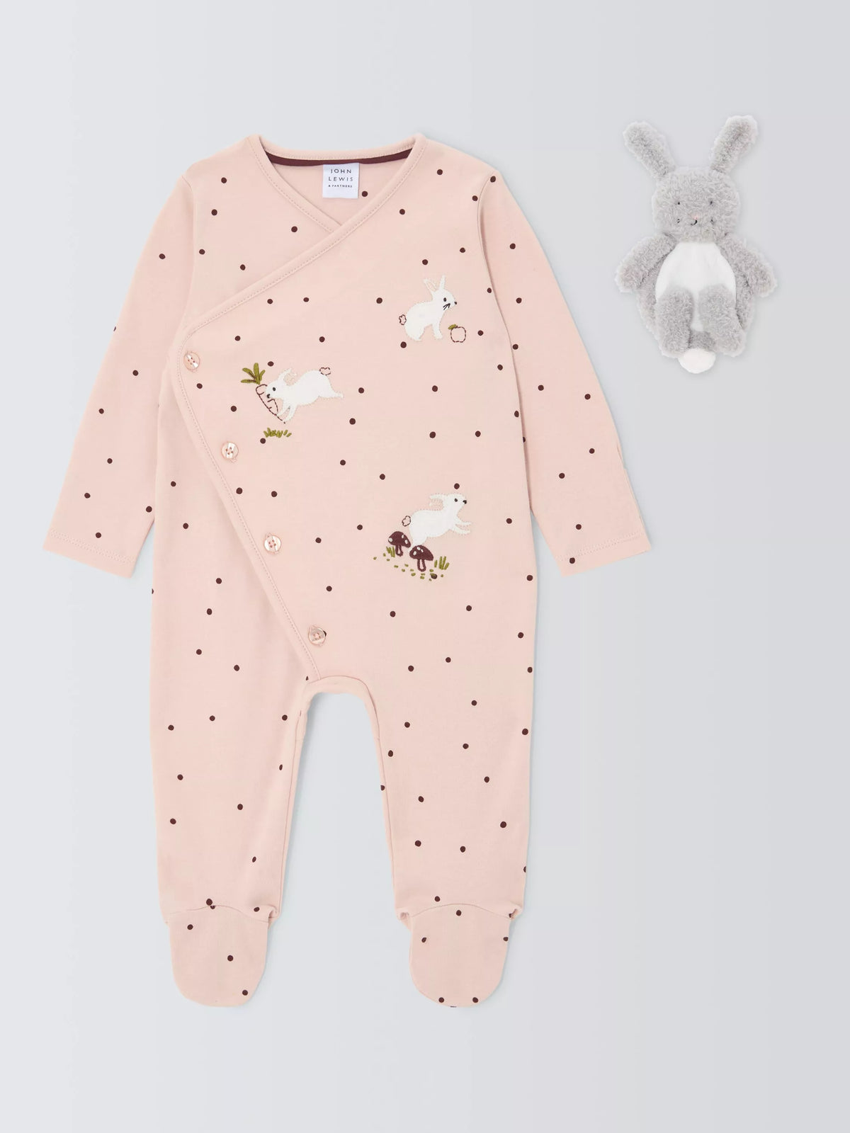 John Lewis baby bunny comforter and sleepsuit set pink (British brand)