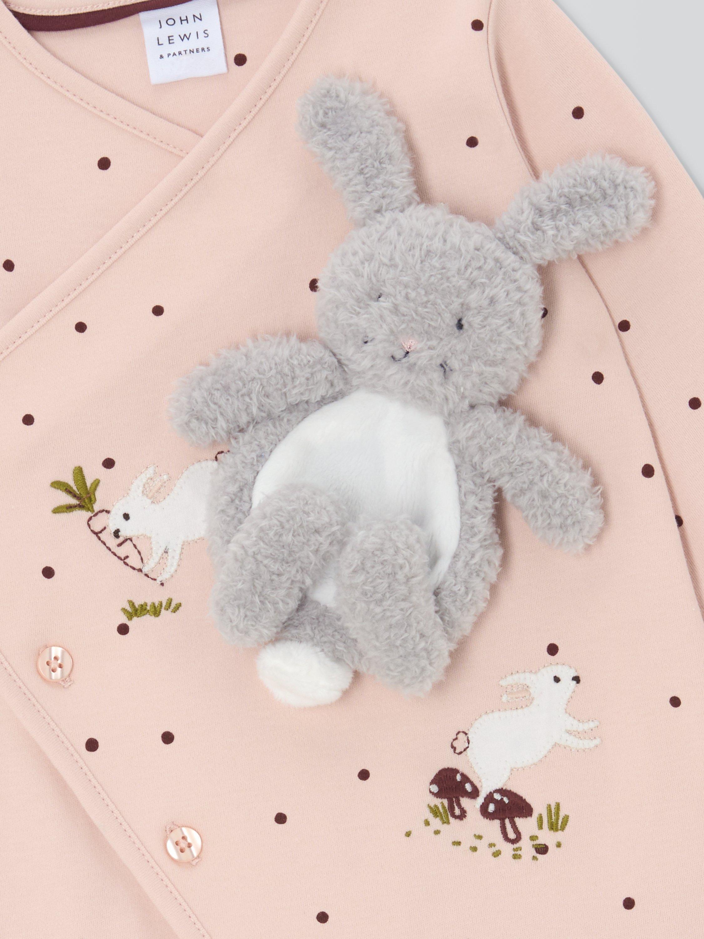 John Lewis baby bunny comforter and sleepsuit set pink (British brand)
