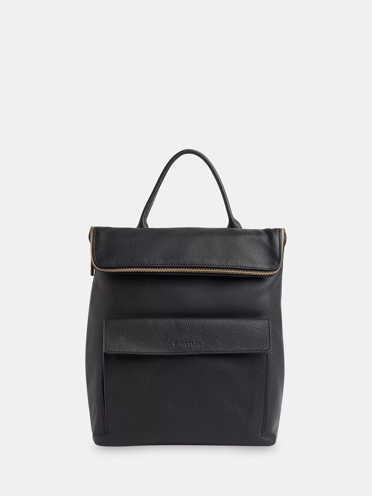 Whistles Verity black leather backpack with zip fastening (British brand)