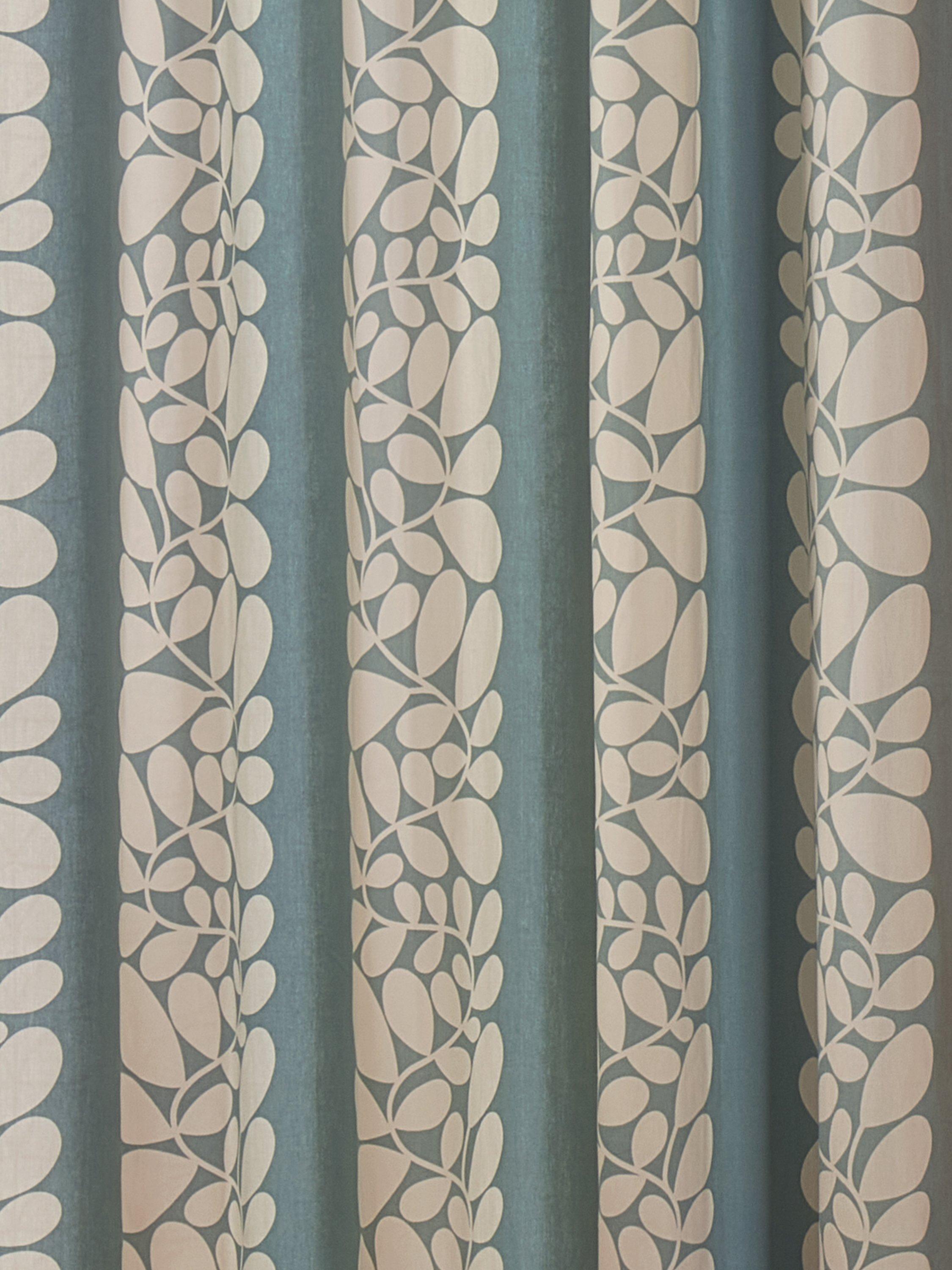 Orla Kiely duck egg eyelet curtains with sycamore stripe print, UK version