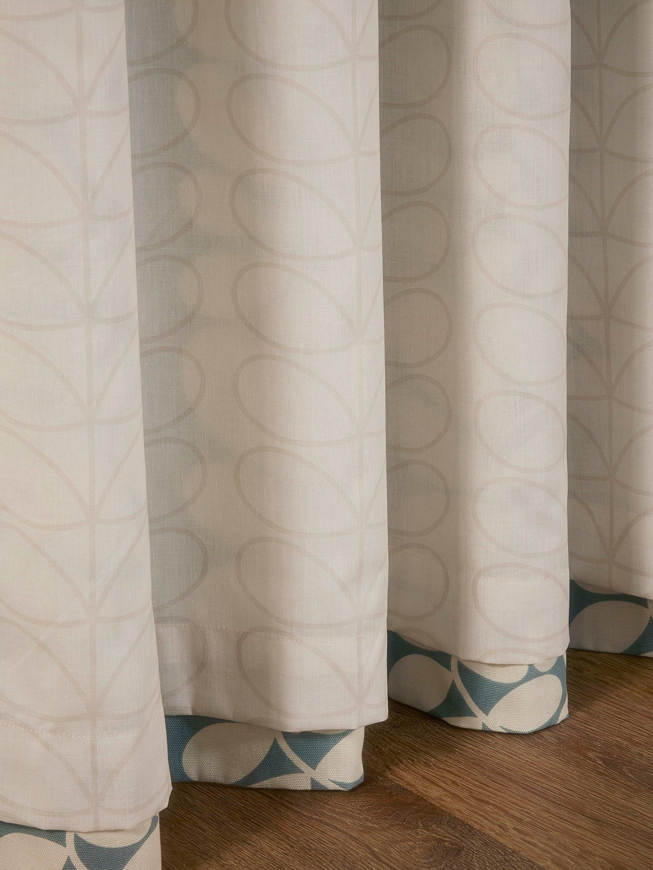 Orla Kiely duck egg eyelet curtains with sycamore stripe print, UK version