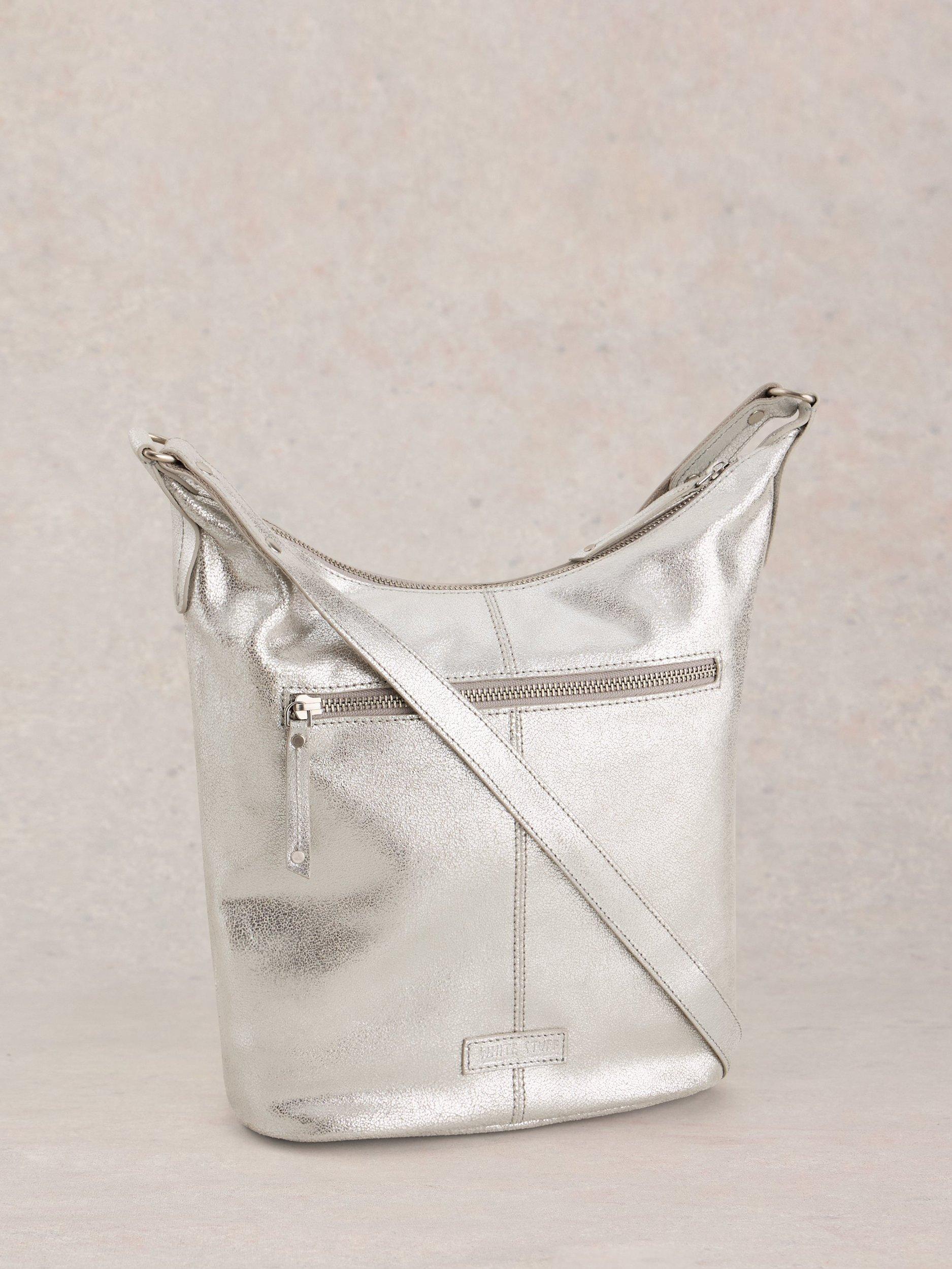 White Stuff Fern crossbody bag in silver, imported from the UK