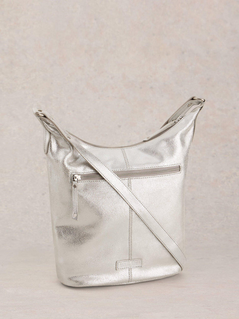 White Stuff Fern crossbody bag in silver, imported from the UK