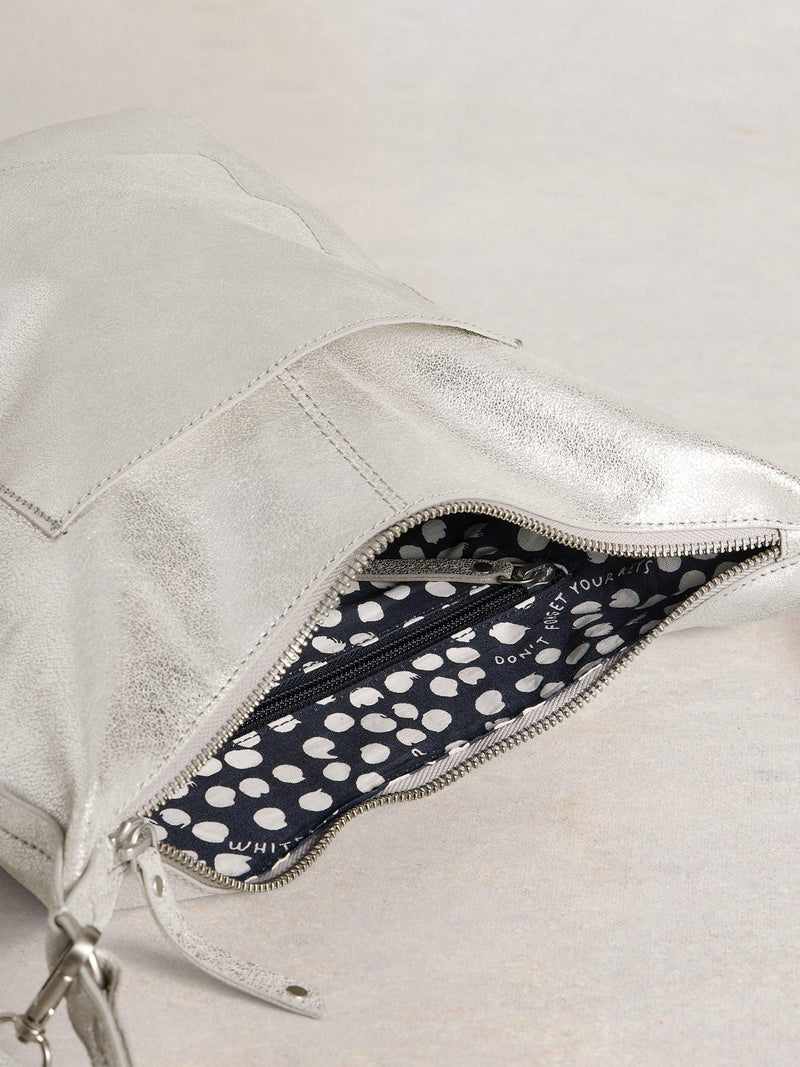 White Stuff Fern crossbody bag in silver, imported from the UK