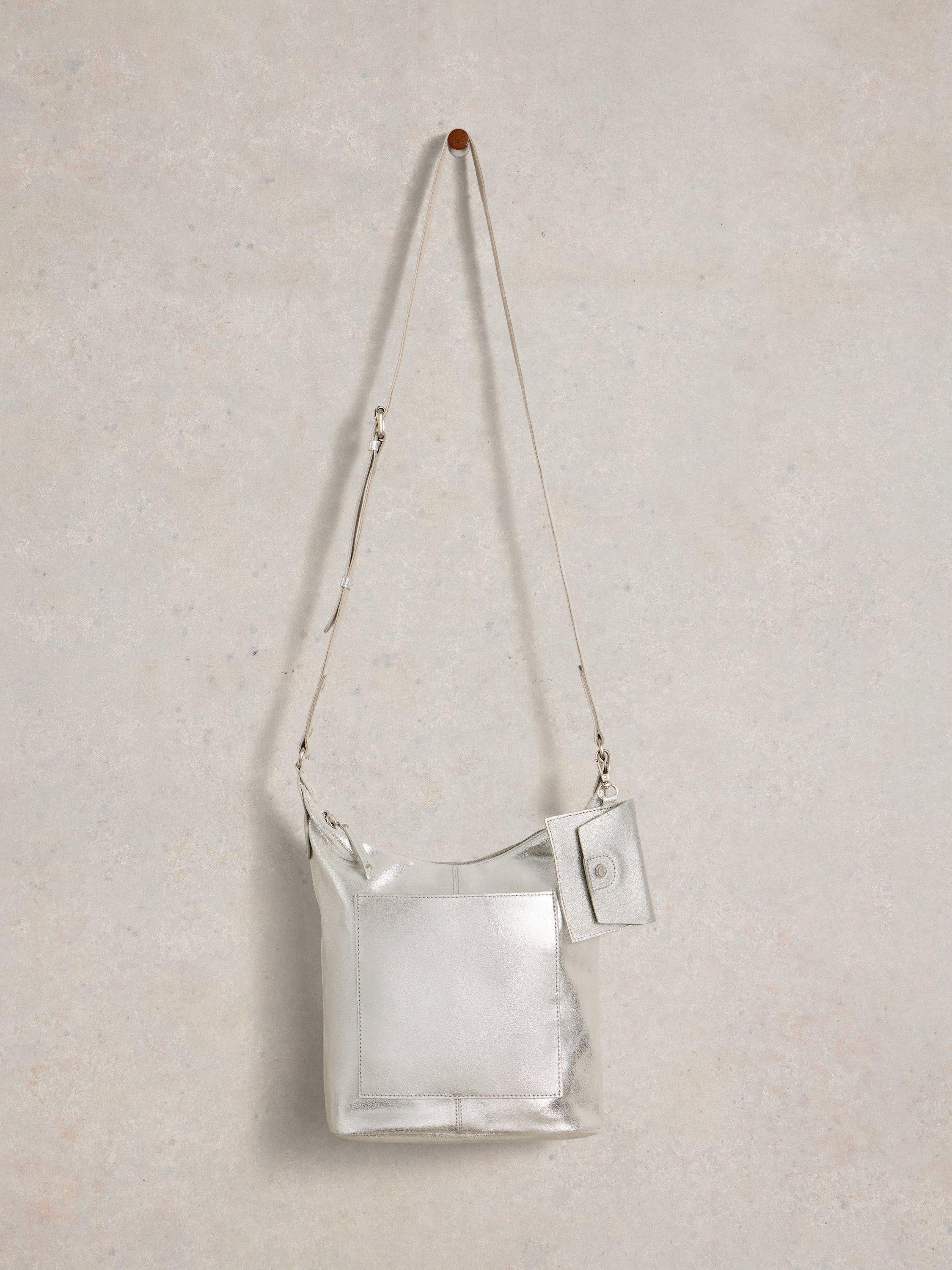 White Stuff Fern crossbody bag in silver, imported from the UK