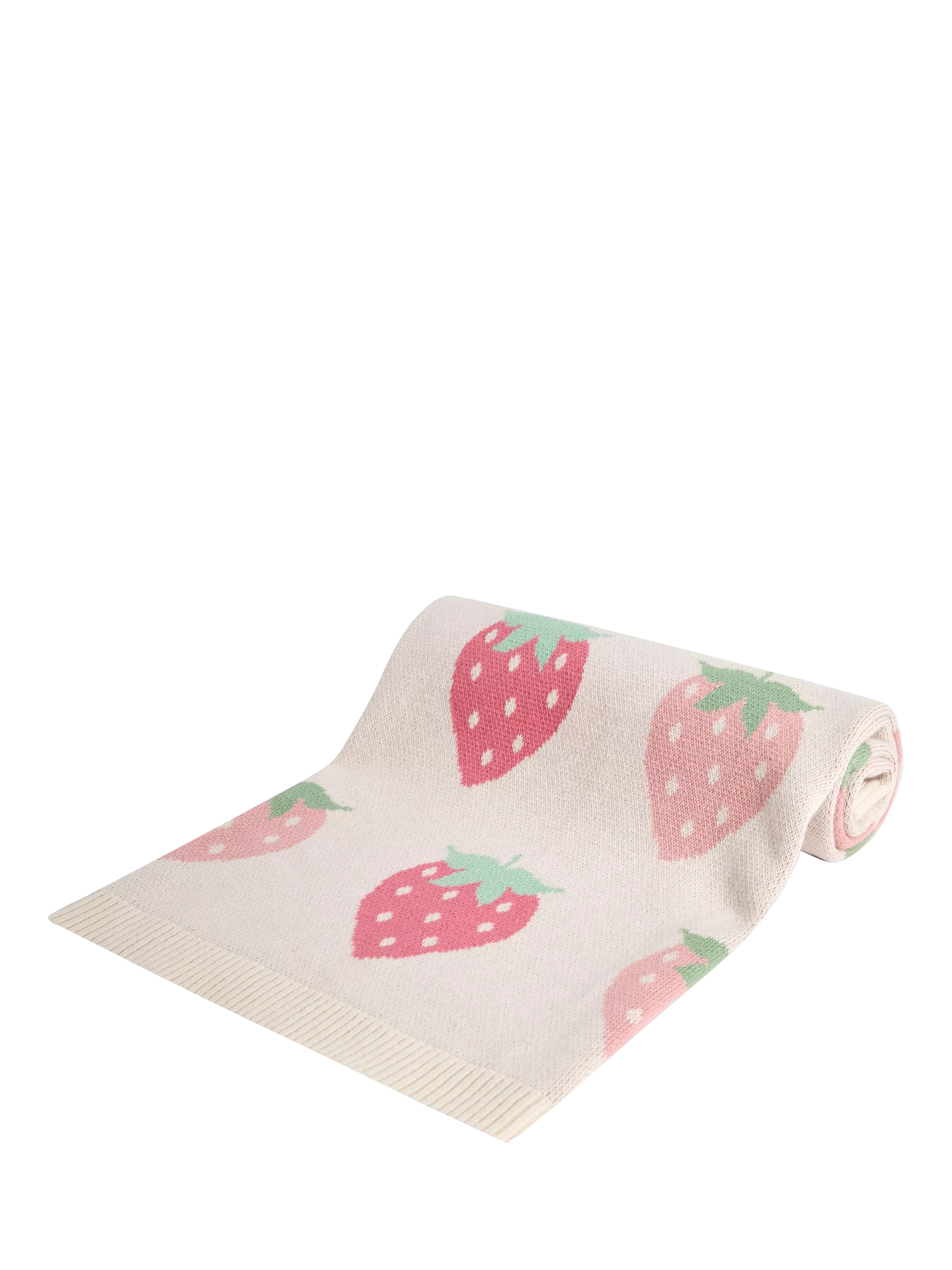 JoJo Maman Bébé pink strawberry baby blanket, imported from the UK