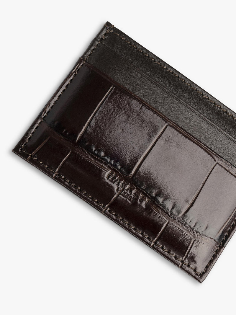 Hackett London black croc leather card holder, imported from the UK