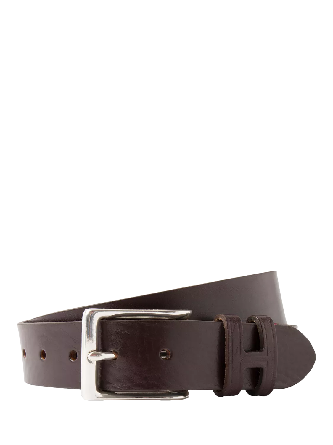 Hackett London brown leather belt with H keeper, UK version