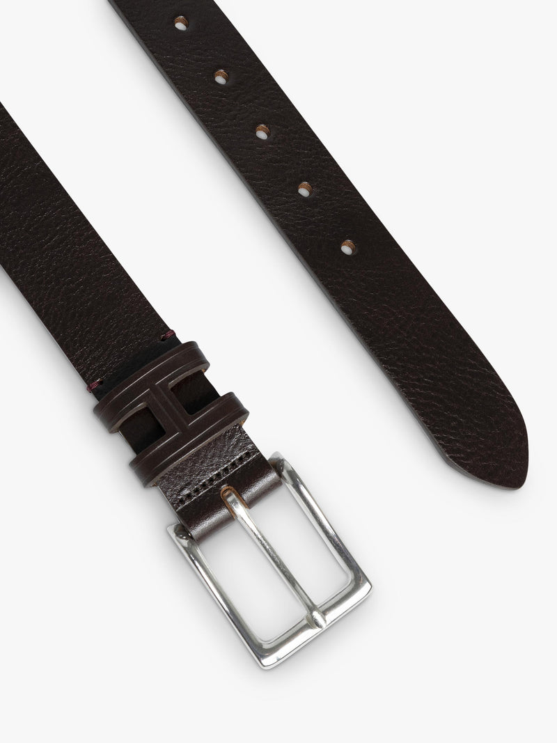 Hackett London brown leather belt with H keeper, UK version
