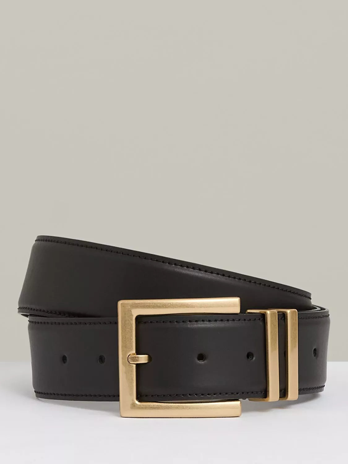 Reiss Brompton leather belt dark brown, imported from the UK
