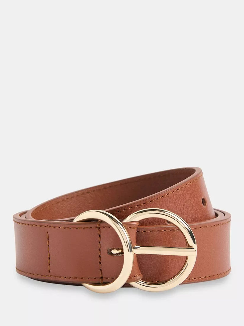 Whistles tan leather double ring buckle belt - British product