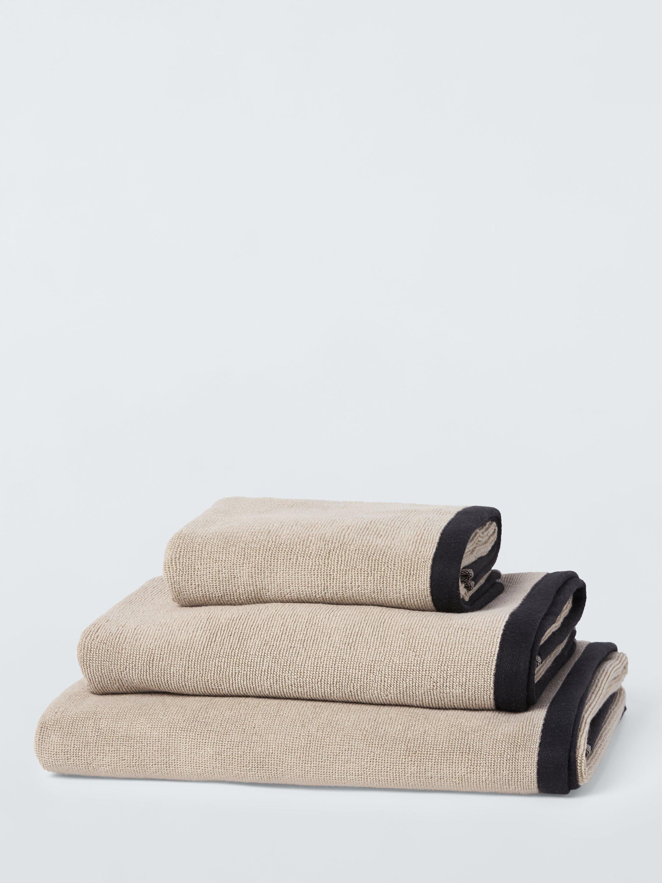 John Lewis cotton bath towels with black border, UK version