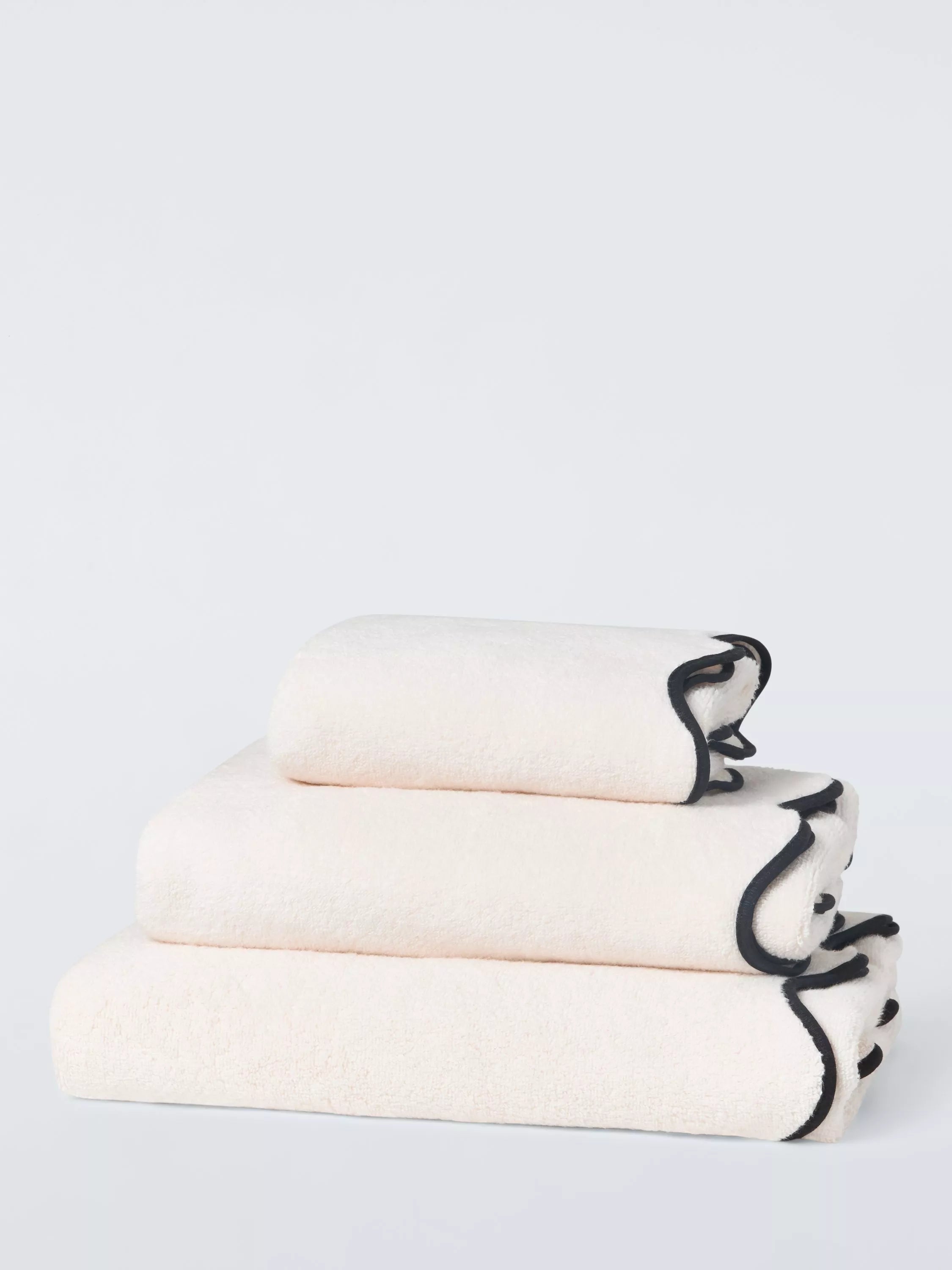 John Lewis scallop edge towel cream black bath sheet - British product