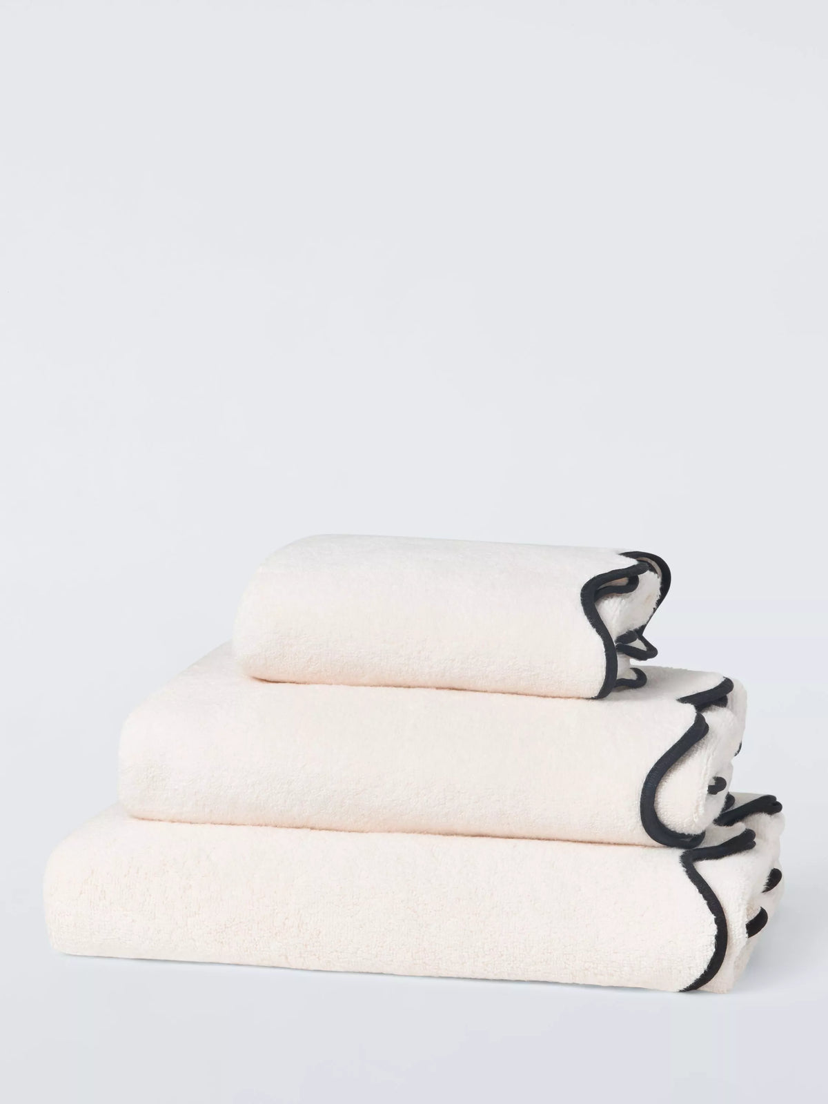 John Lewis scallop edge towel cream black bath sheet - British product