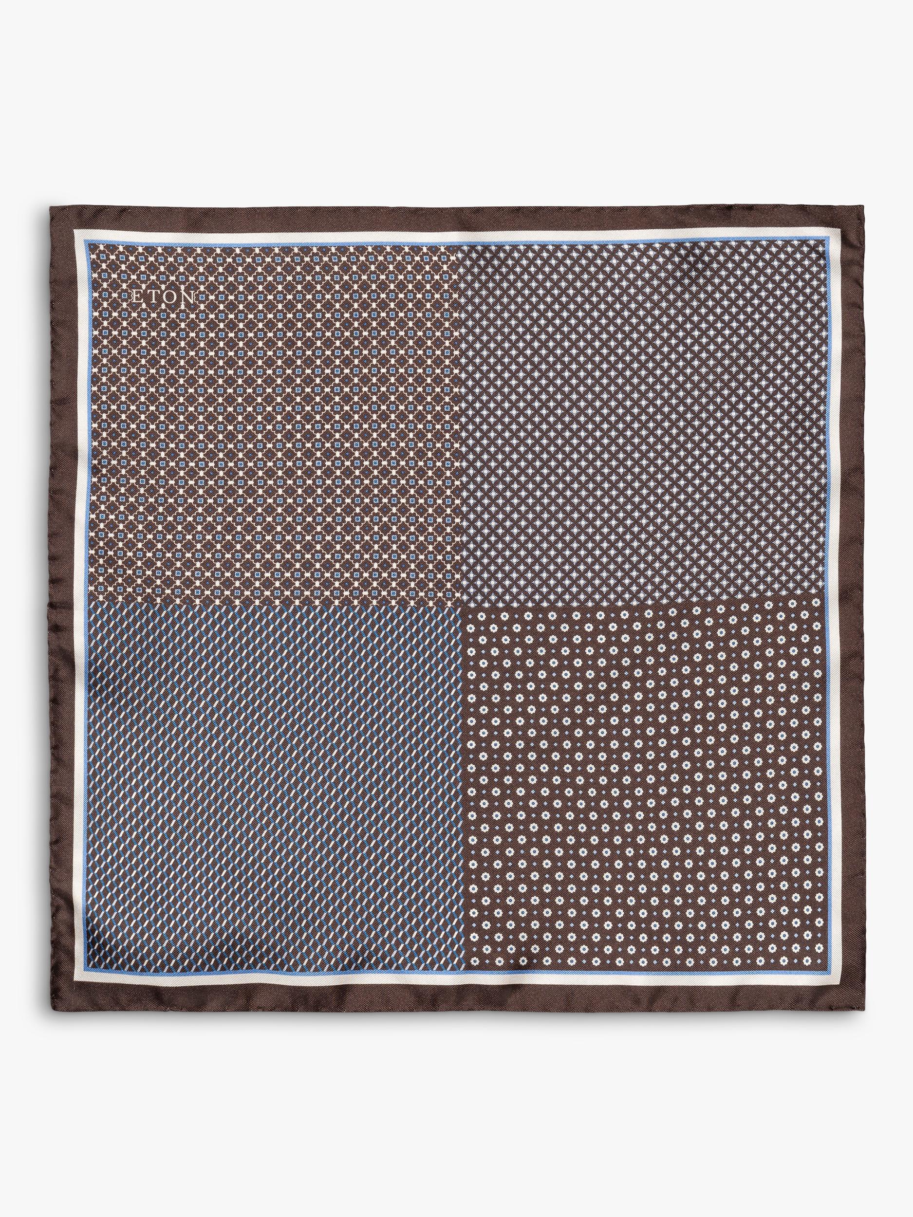 Eton silk pocket square check print - British product