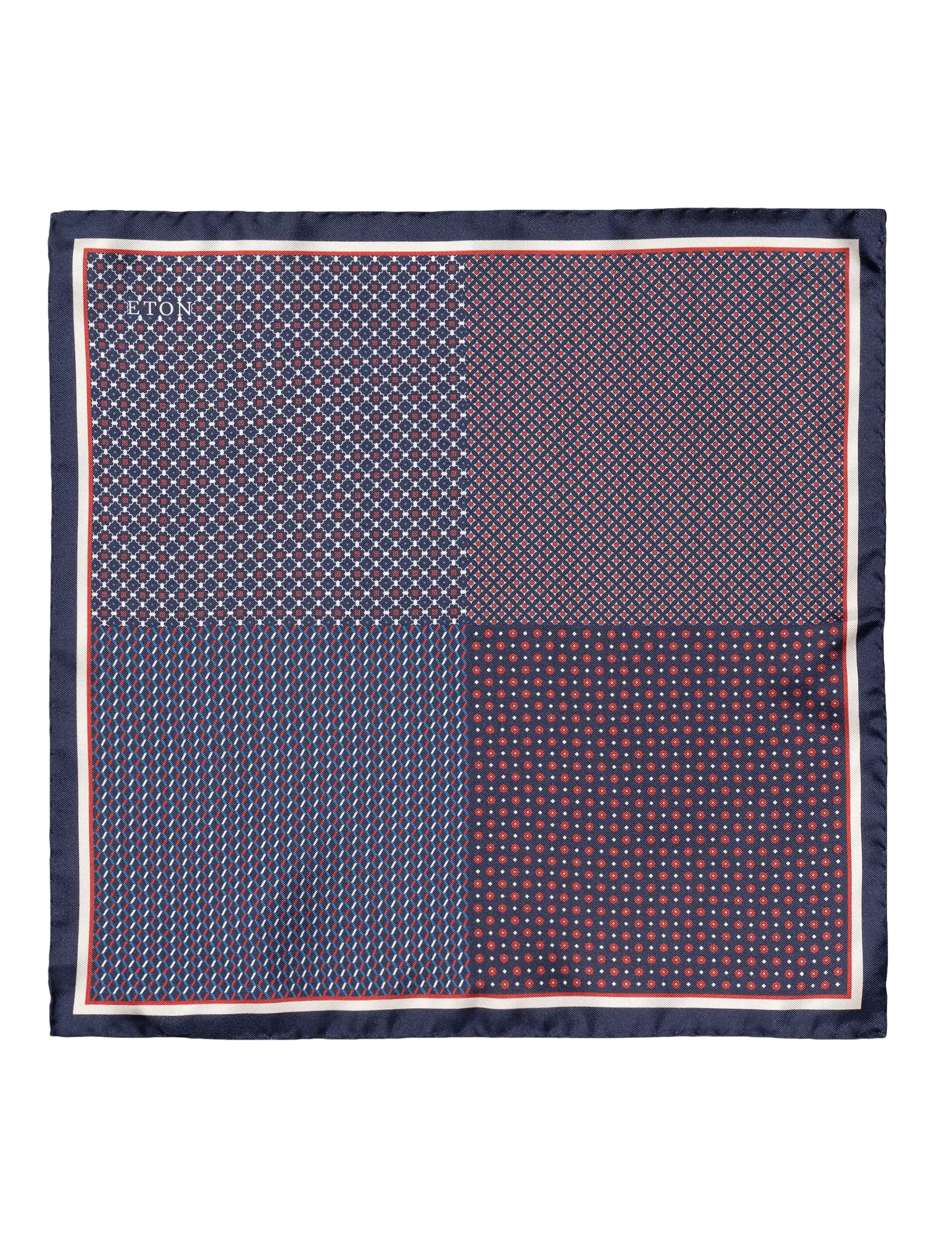 Eton silk pocket square check print - British product