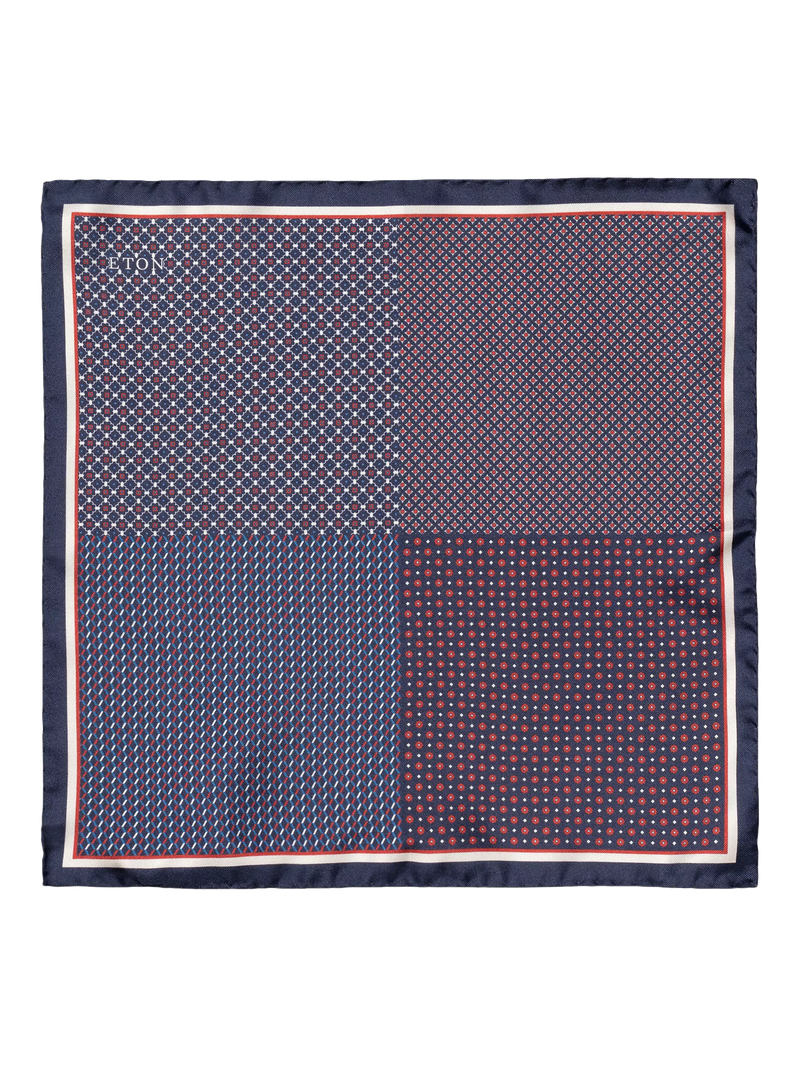 Eton silk pocket square check print - British product