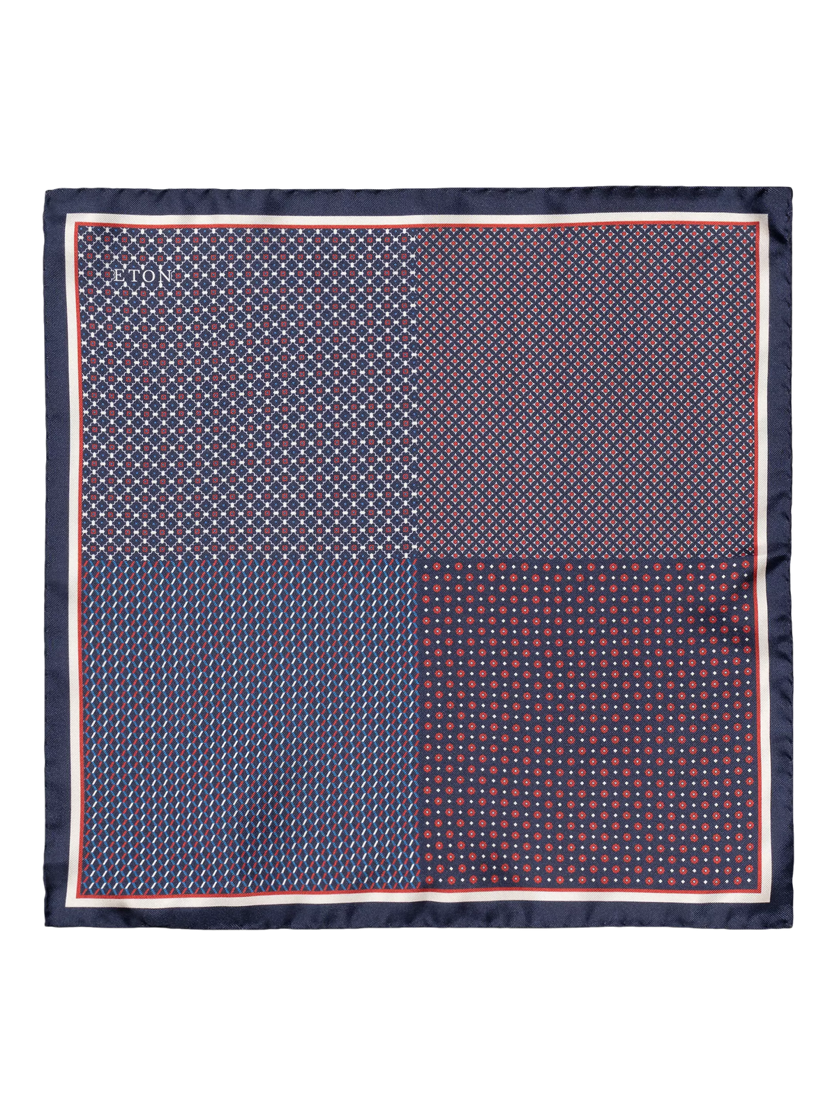 Eton silk pocket square check print - British product