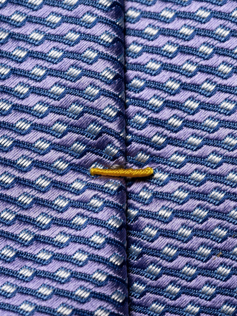 Eton woven silk tie with geometric pattern, imported from the UK