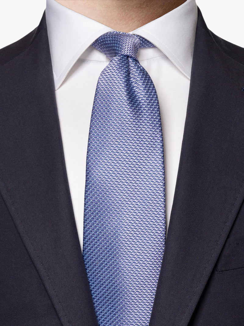 Eton woven silk tie with geometric pattern, imported from the UK