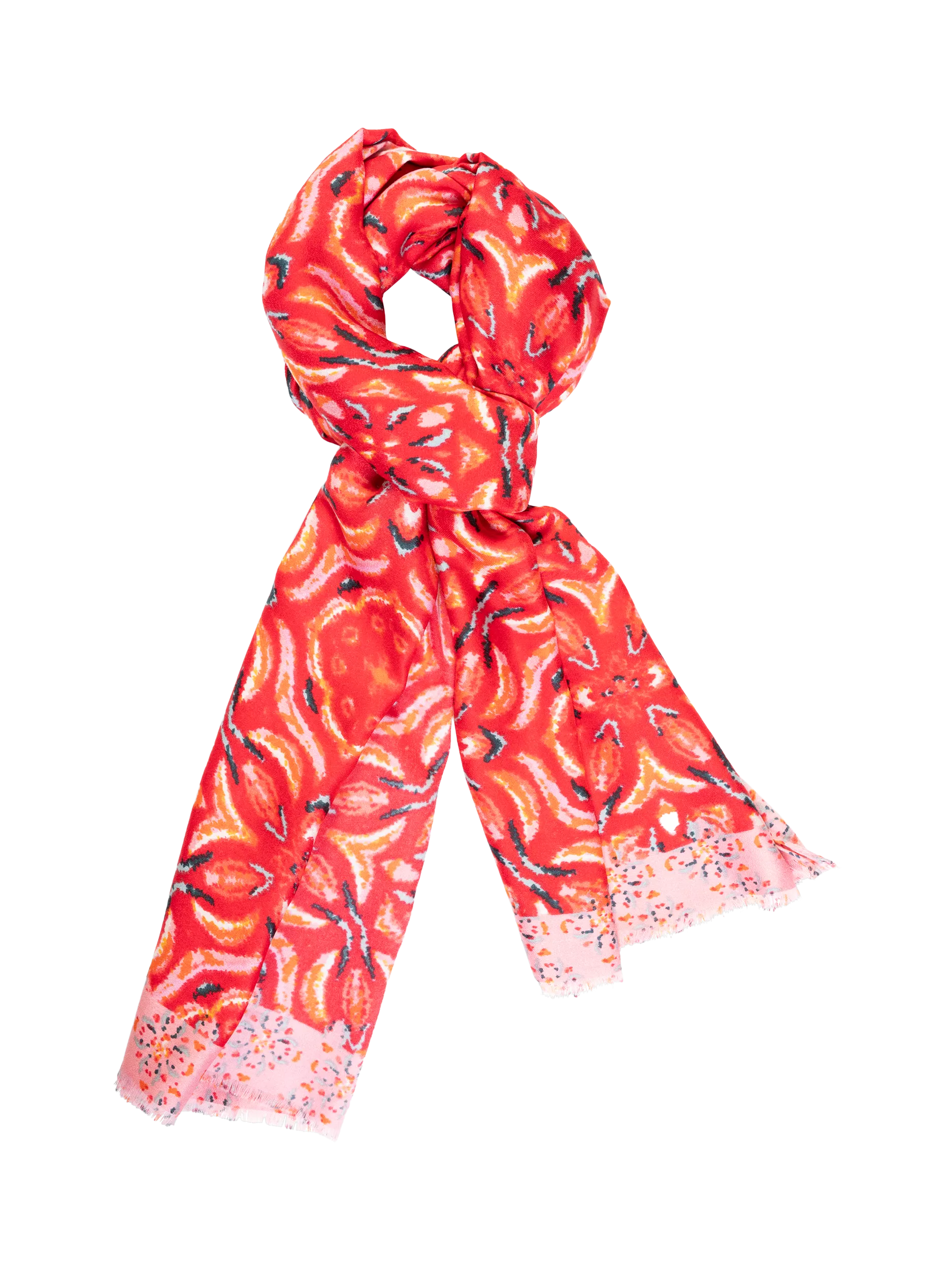 chesca Floral Mosaic scarf red 90x180cm (British brand)