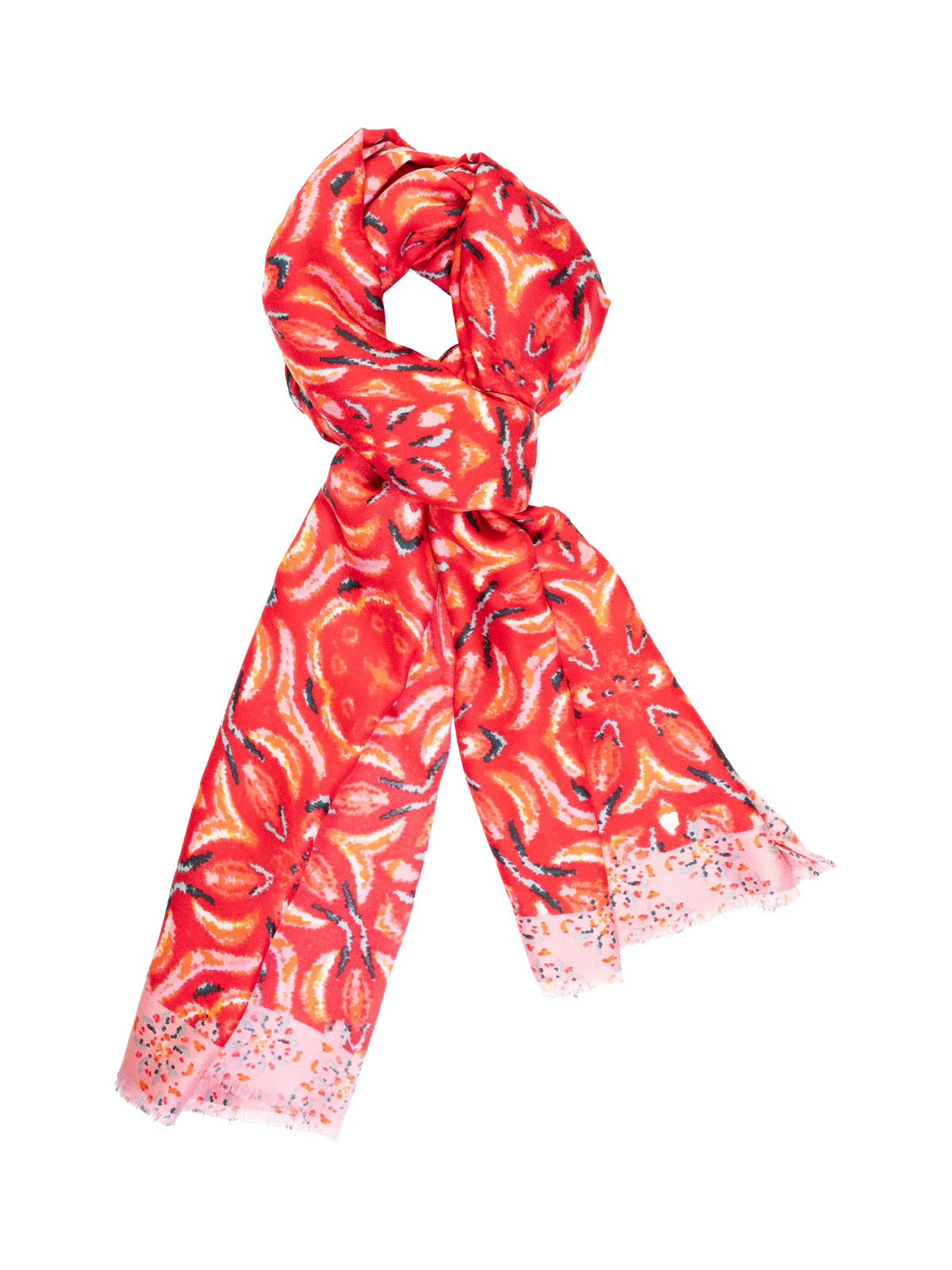 chesca Floral Mosaic scarf red 90x180cm (British brand)