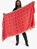 chesca Floral Mosaic scarf red 90x180cm (British brand)