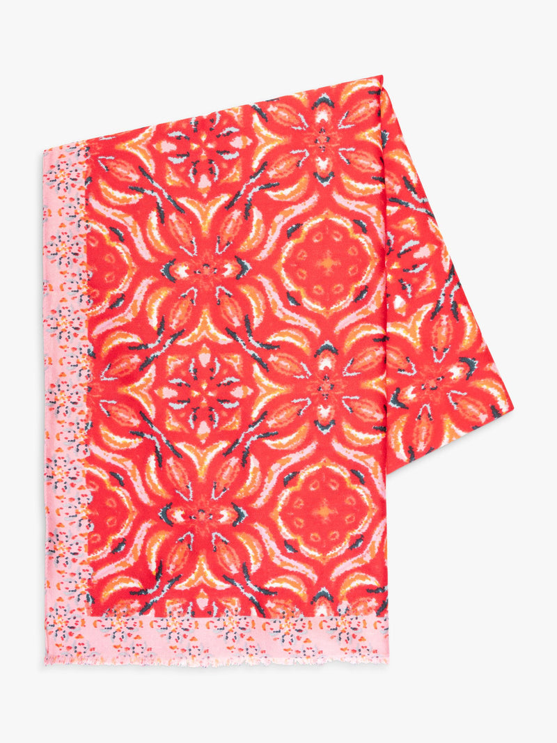 chesca Floral Mosaic scarf red 90x180cm (British brand)