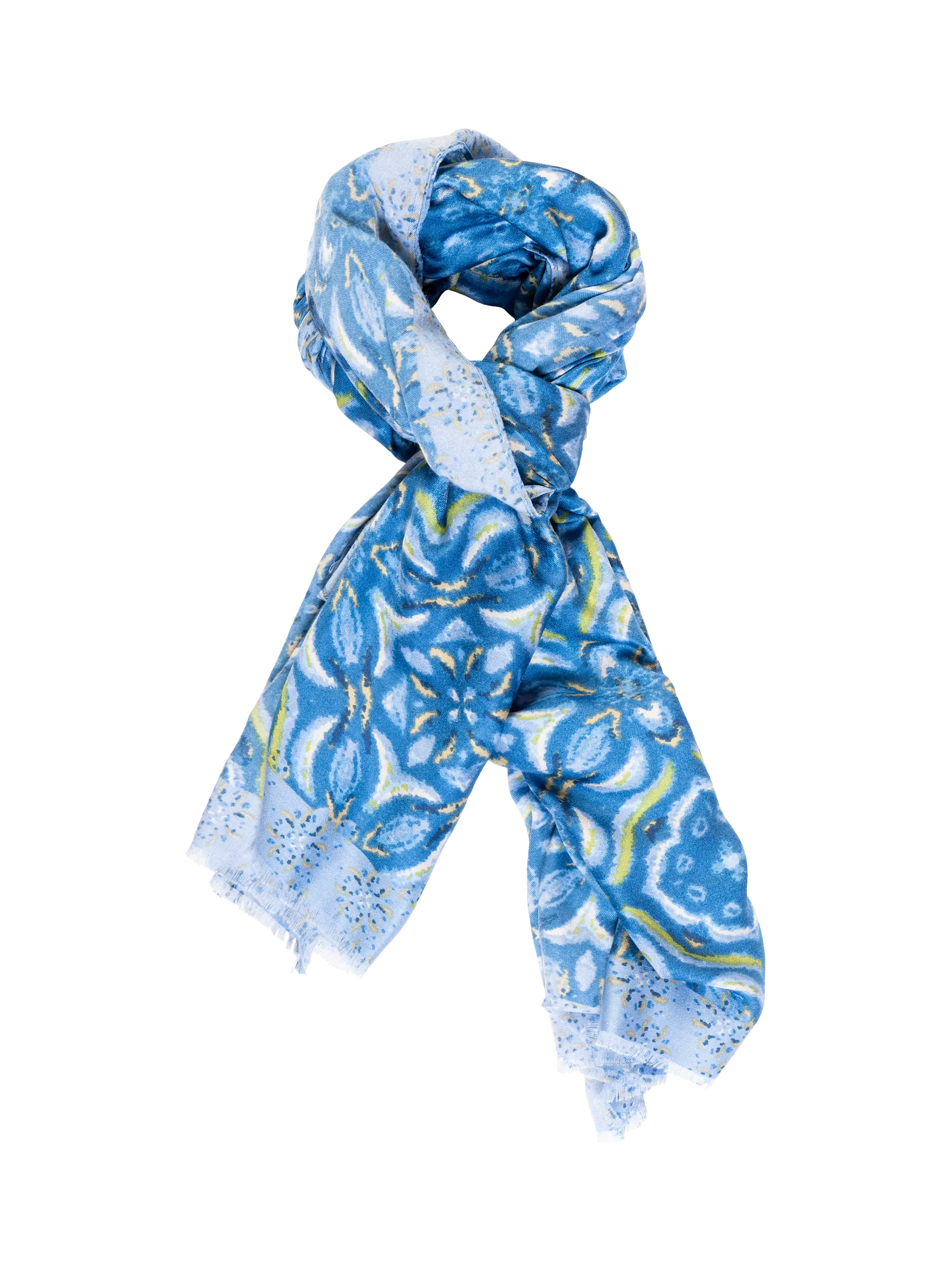 chesca floral mosaic scarf in blue - British product