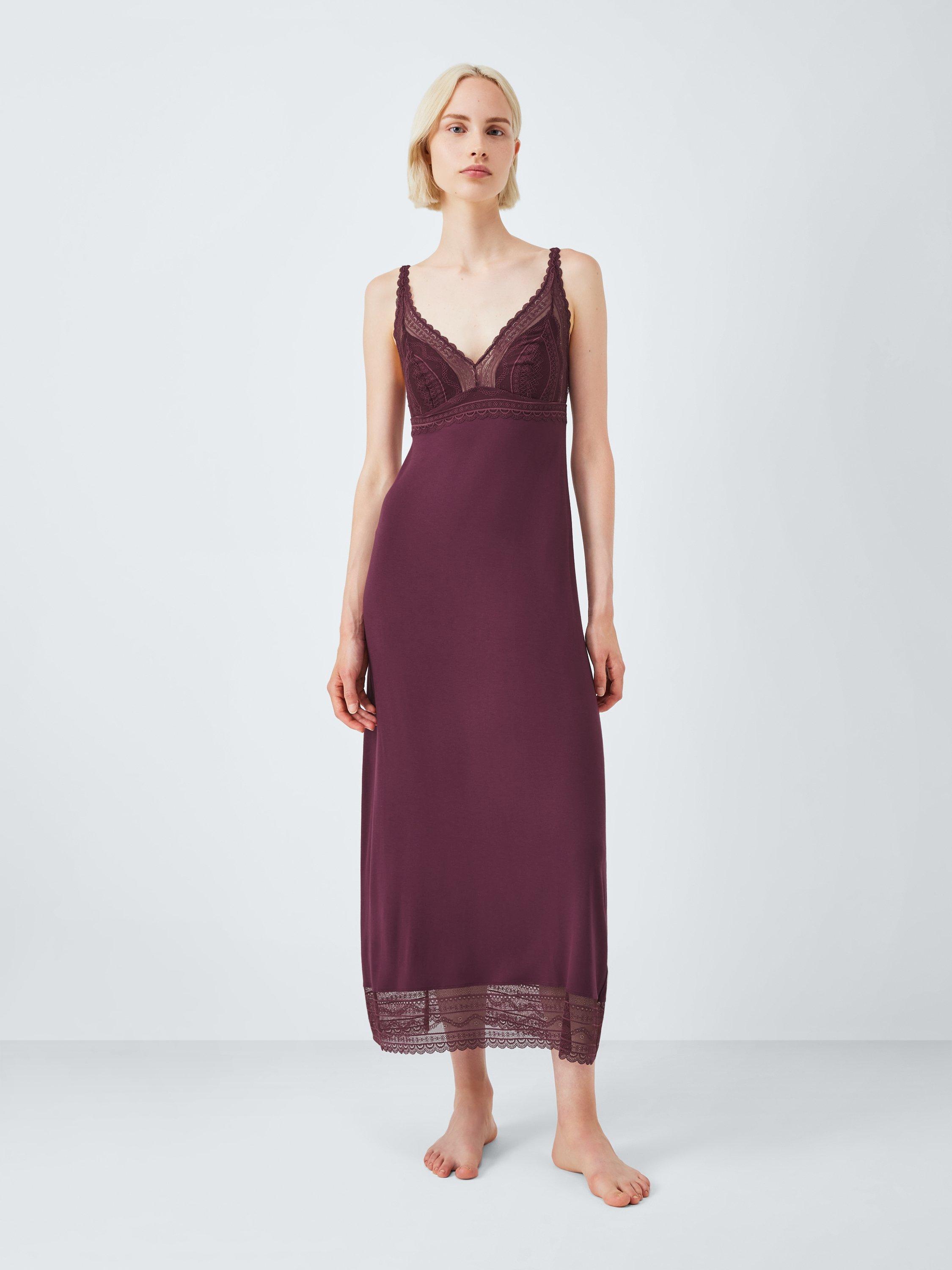 Lace Chemise with Lightweight Fabric in Fig