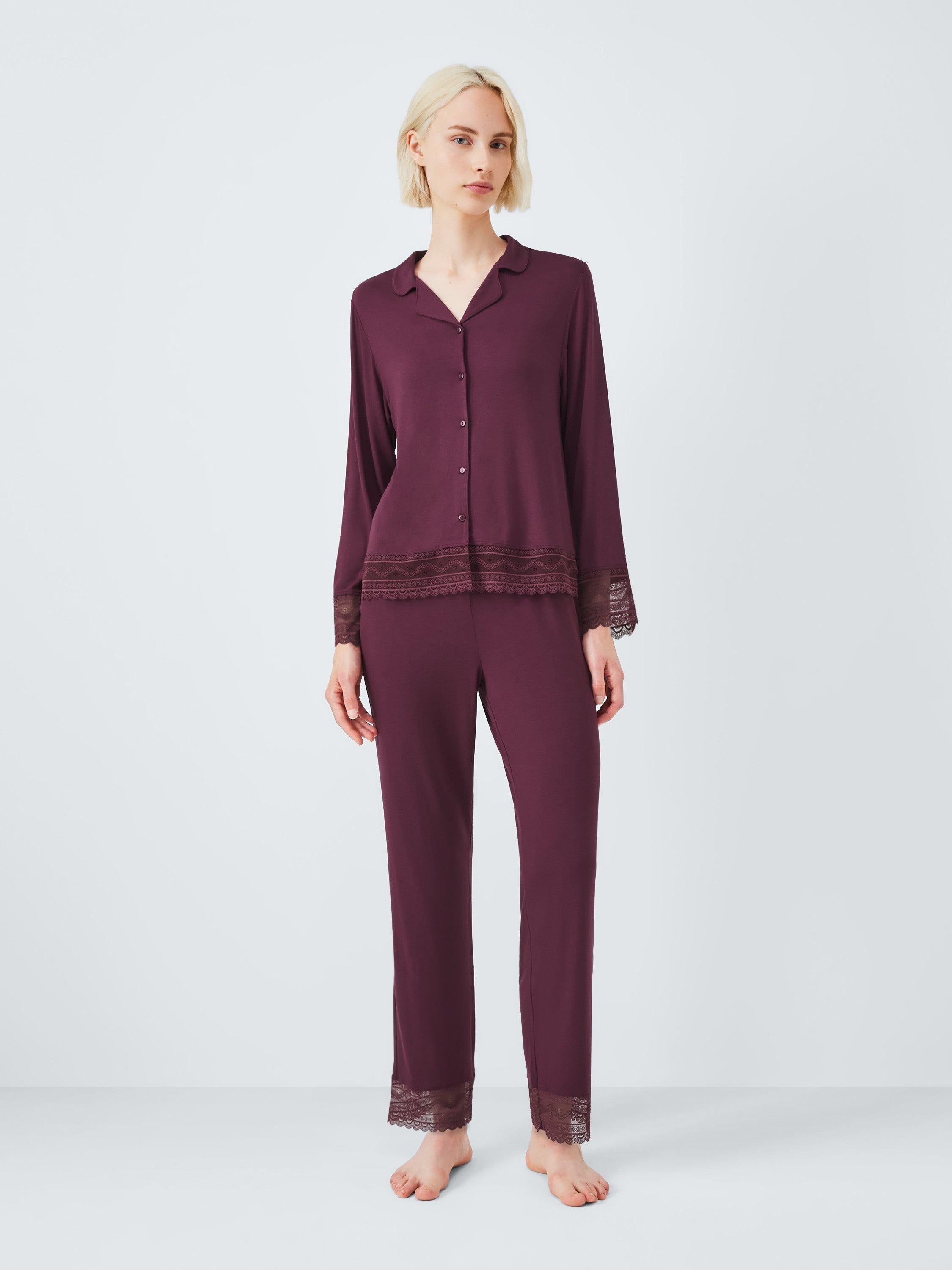 John Lewis Willow Lace Trim Pyjama Set Fig, imported from the UK