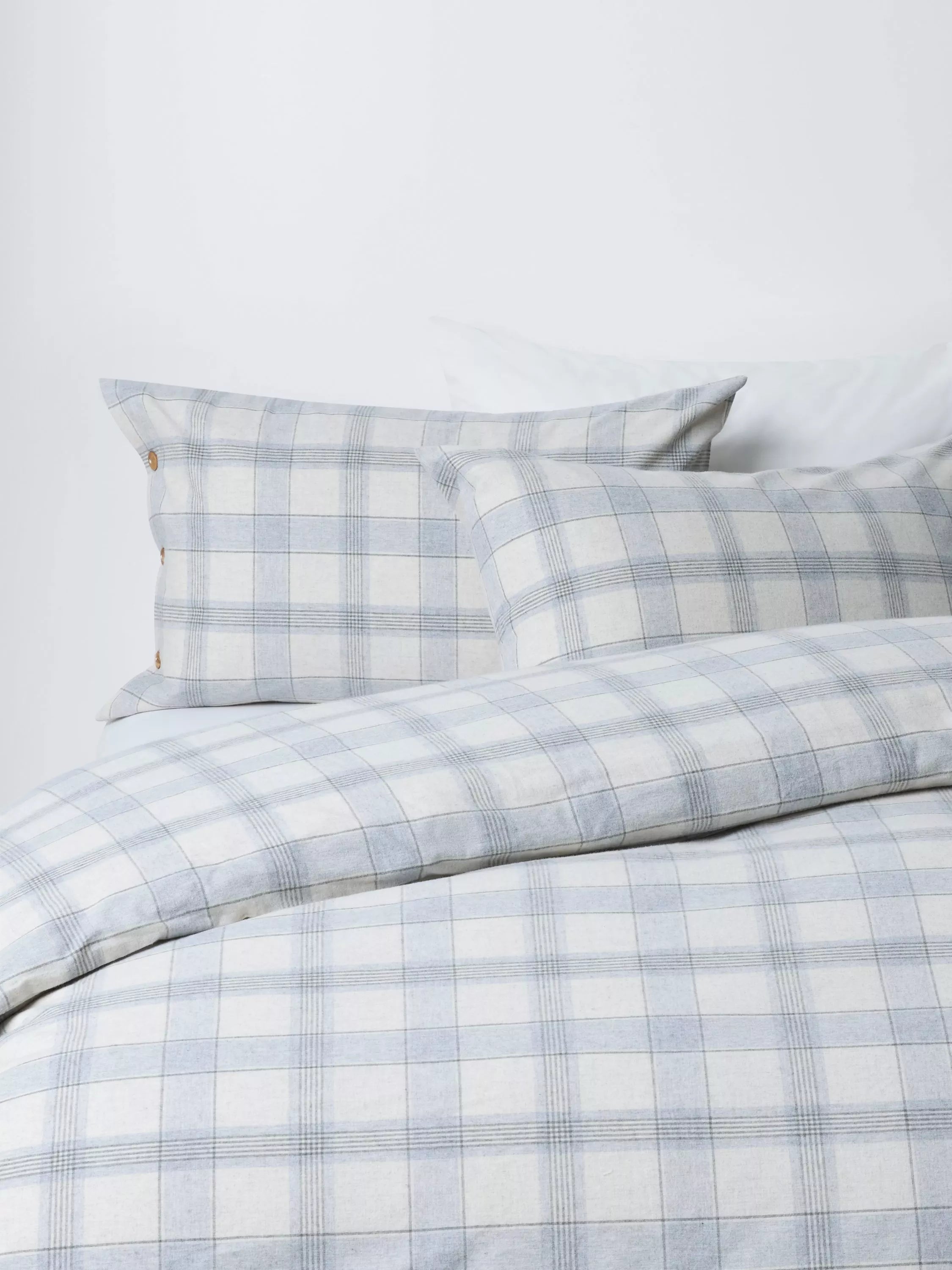 John Lewis brushed cotton check bedding double size, imported from the UK