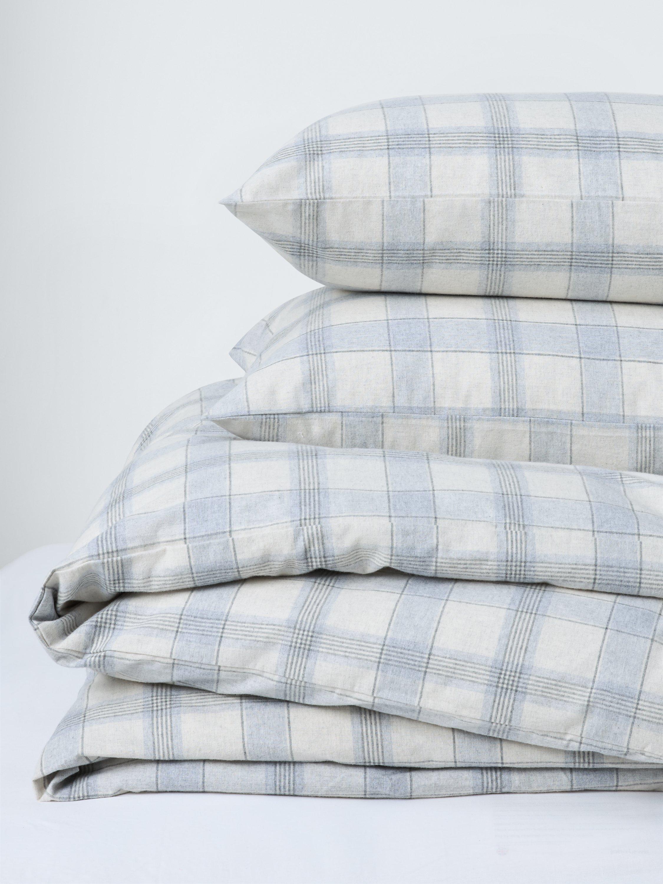 John Lewis brushed cotton check bedding double size, imported from the UK