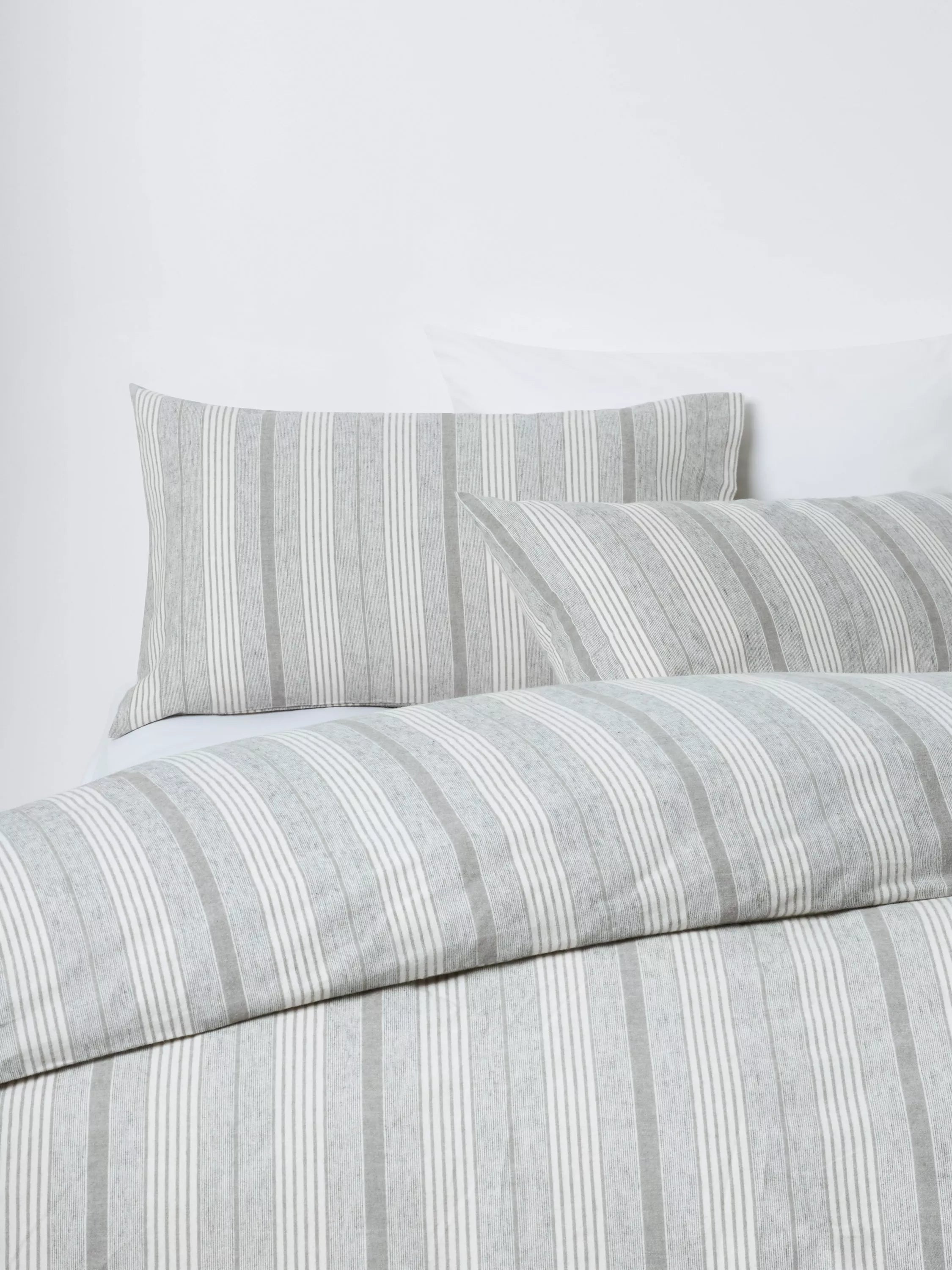 John Lewis Stony brushed cotton stripe duvet cover double (British brand)