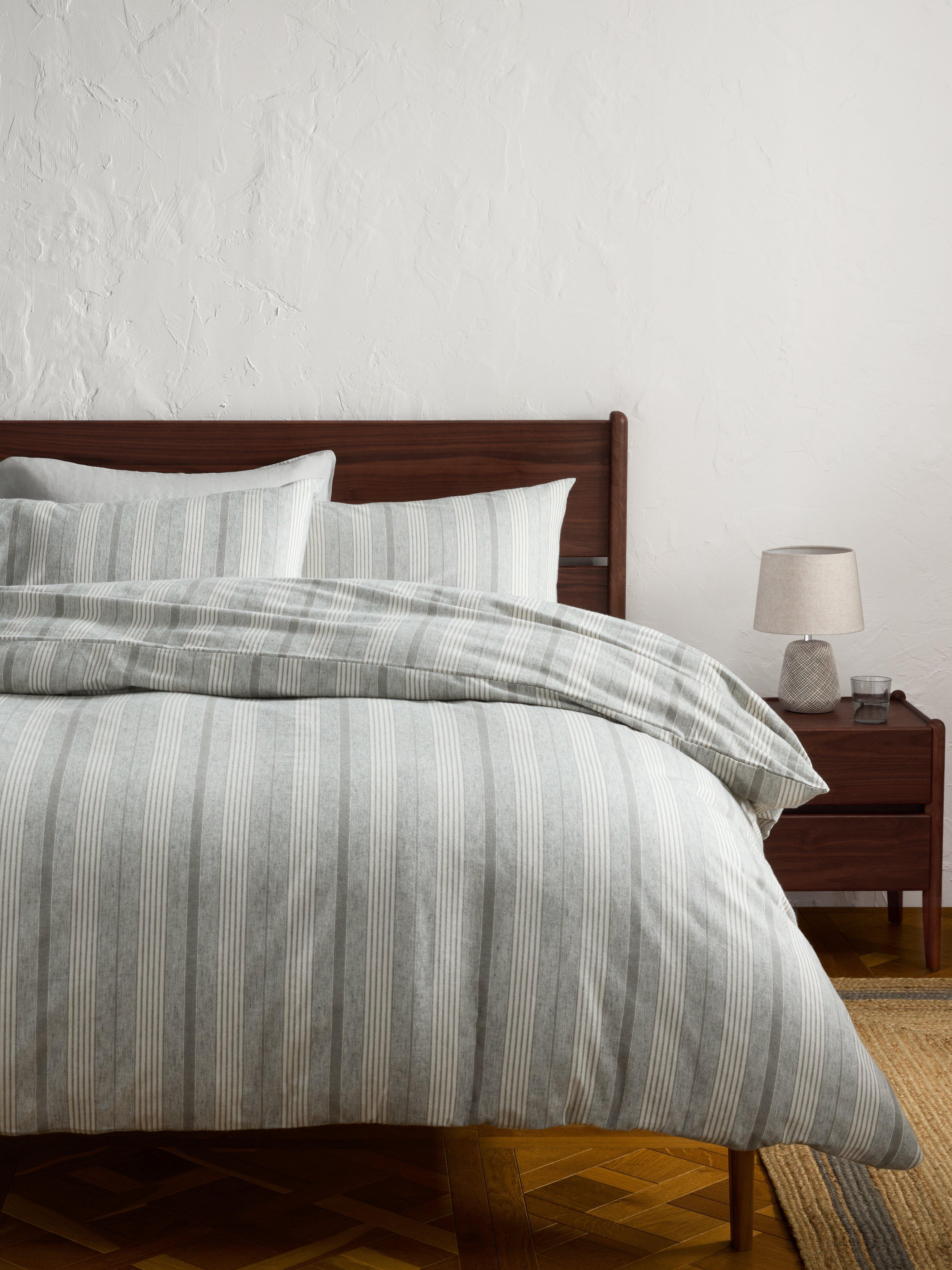 John Lewis Stony brushed cotton stripe duvet cover double (British brand)