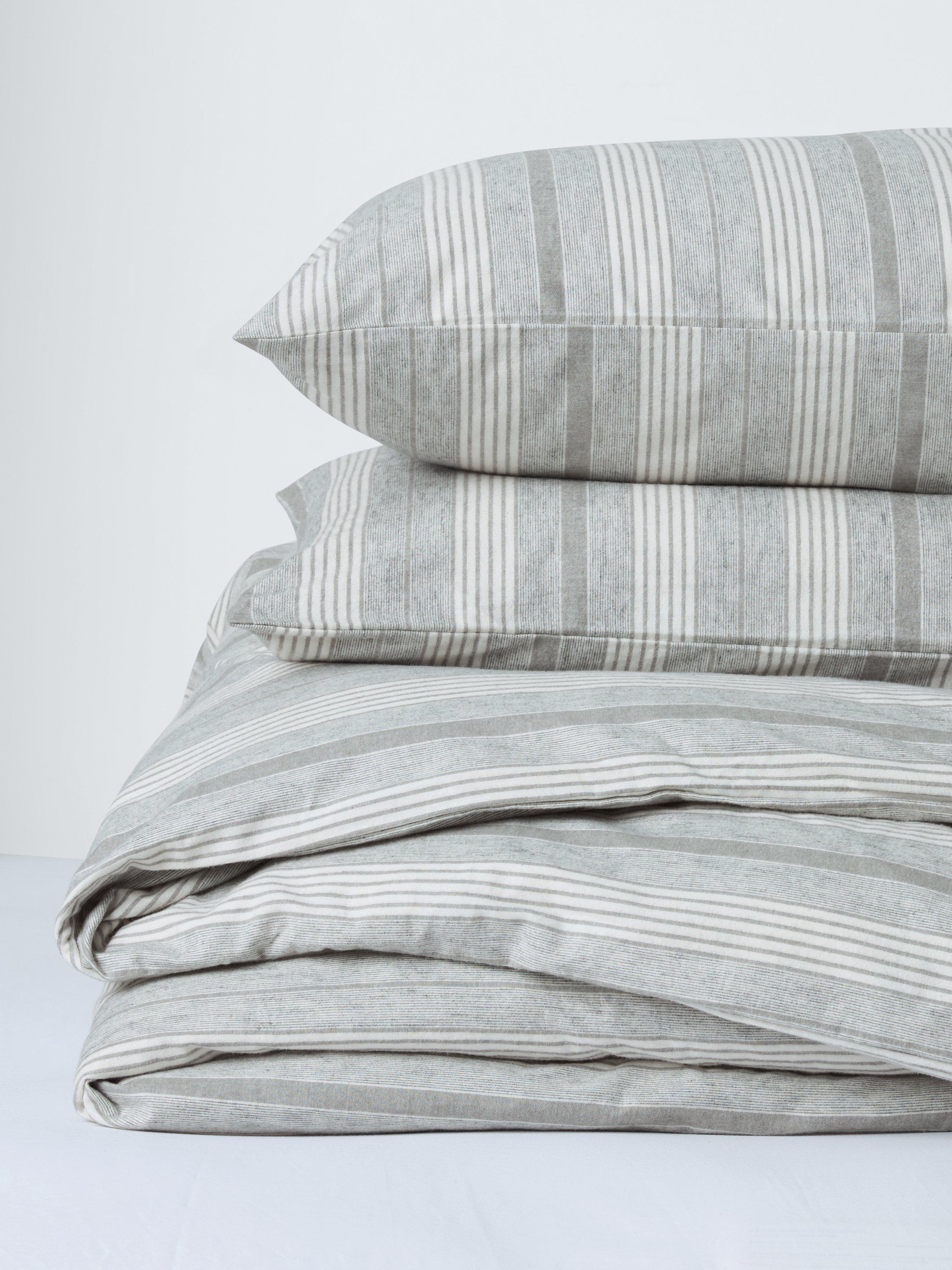 John Lewis Stony brushed cotton stripe duvet cover double (British brand)