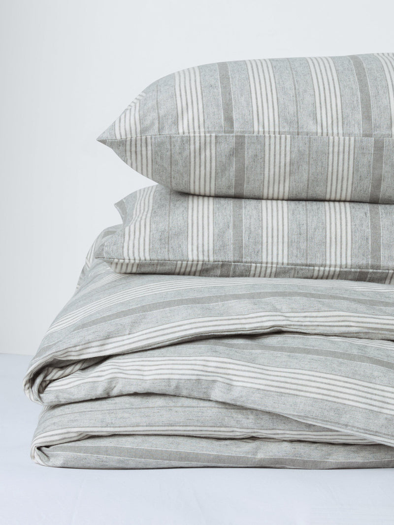 John Lewis Stony brushed cotton stripe duvet cover double (British brand)