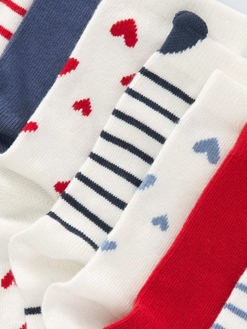 John Lewis kids heart ankle socks pack of 7 white, UK version