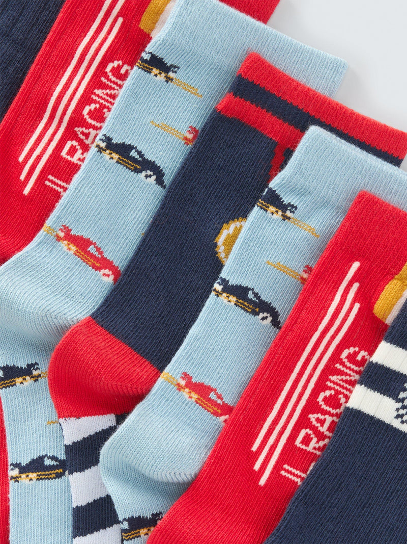 John Lewis racing car ankle socks pack of 7, UK version