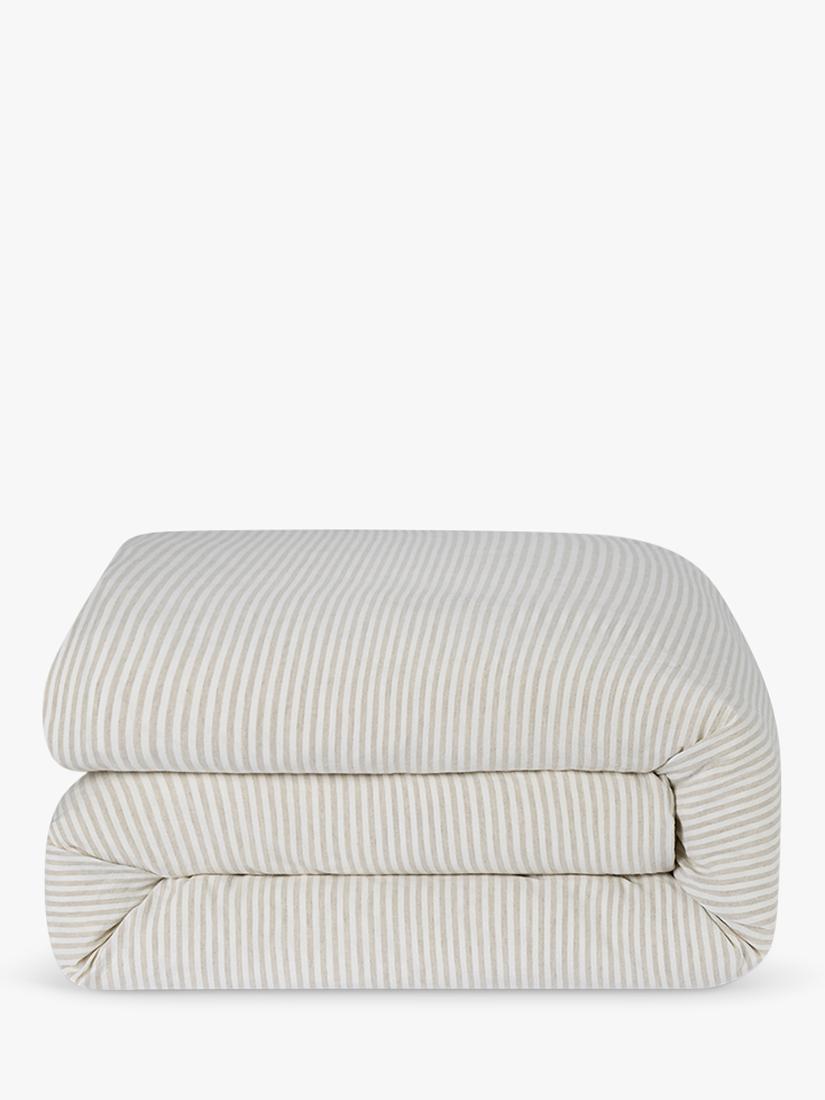 Piglet in Bed Oatmeal Stripe linen duvet cover single - British product