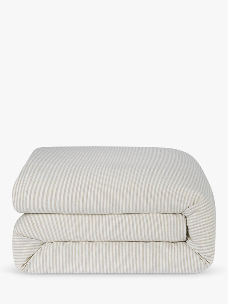 Piglet in Bed Oatmeal Stripe linen duvet cover single - British product
