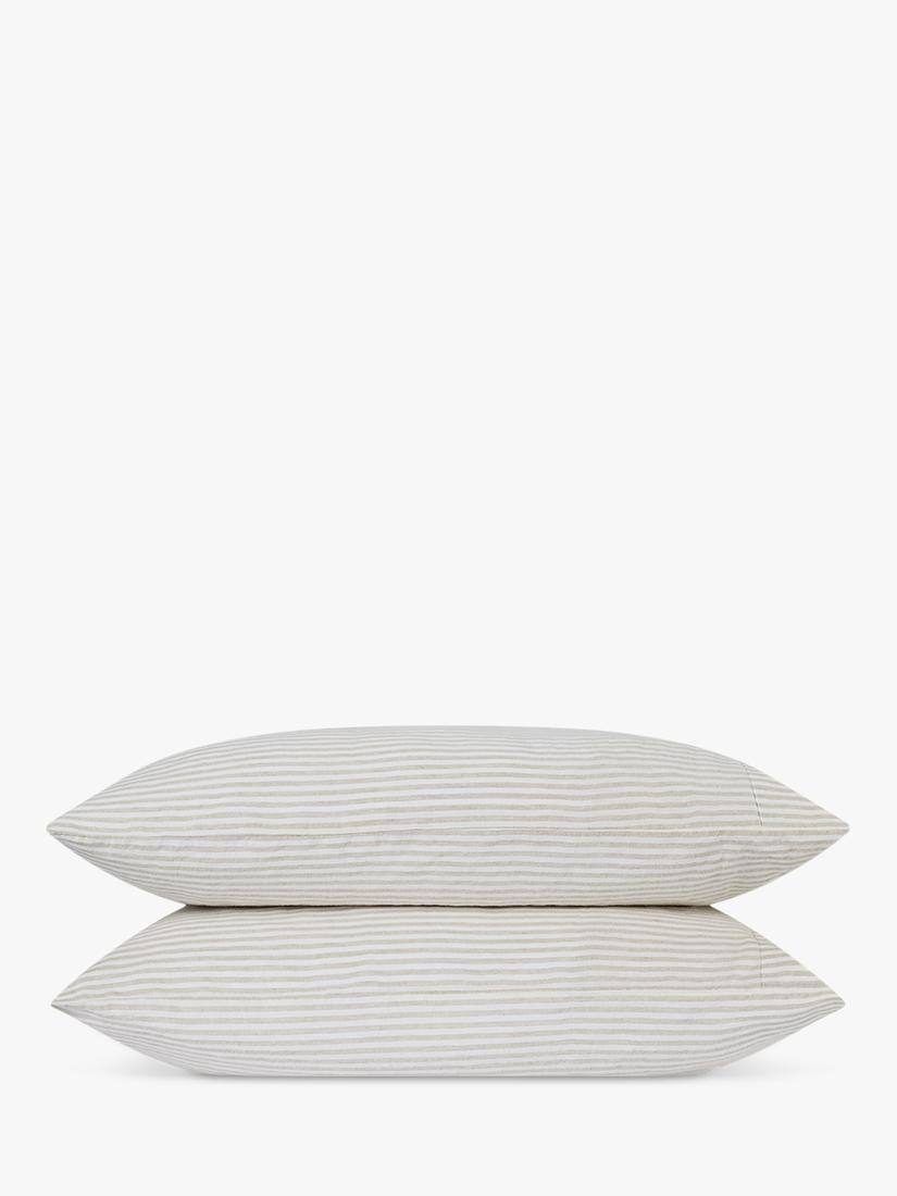 Piglet in Bed Oatmeal Stripe linen duvet cover single - British product