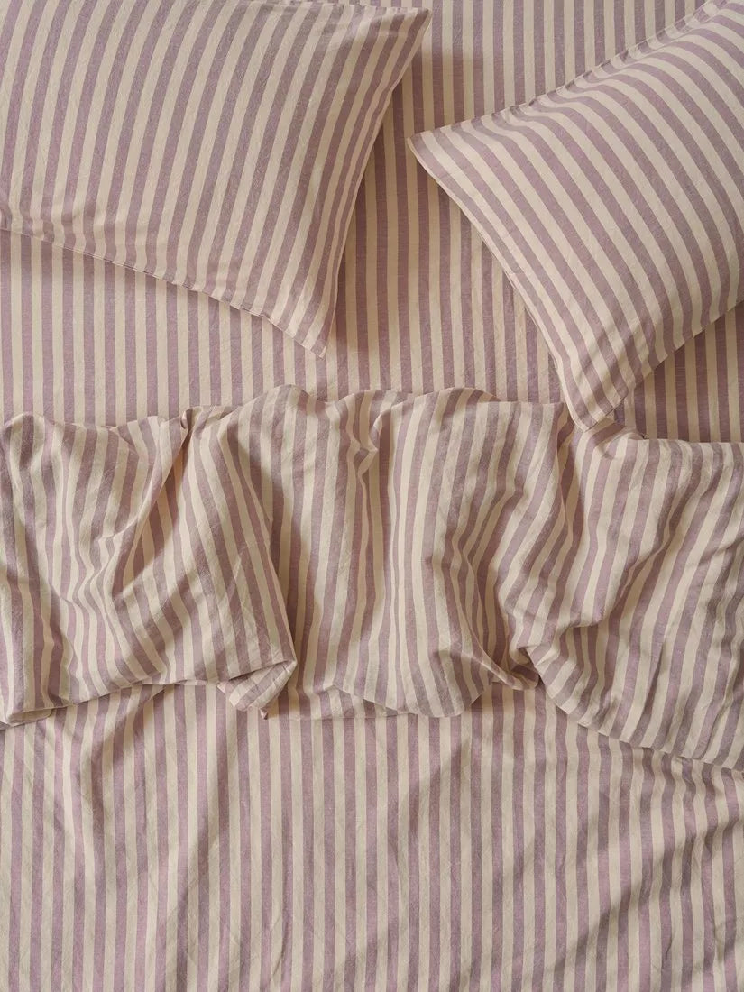 Piglet in Bed Streifen Bettwäsche aus Leinenmischung, Doppelbett – britisches Produkt