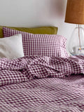 Piglet in Bed Gingham Linen Flat Sheet Double