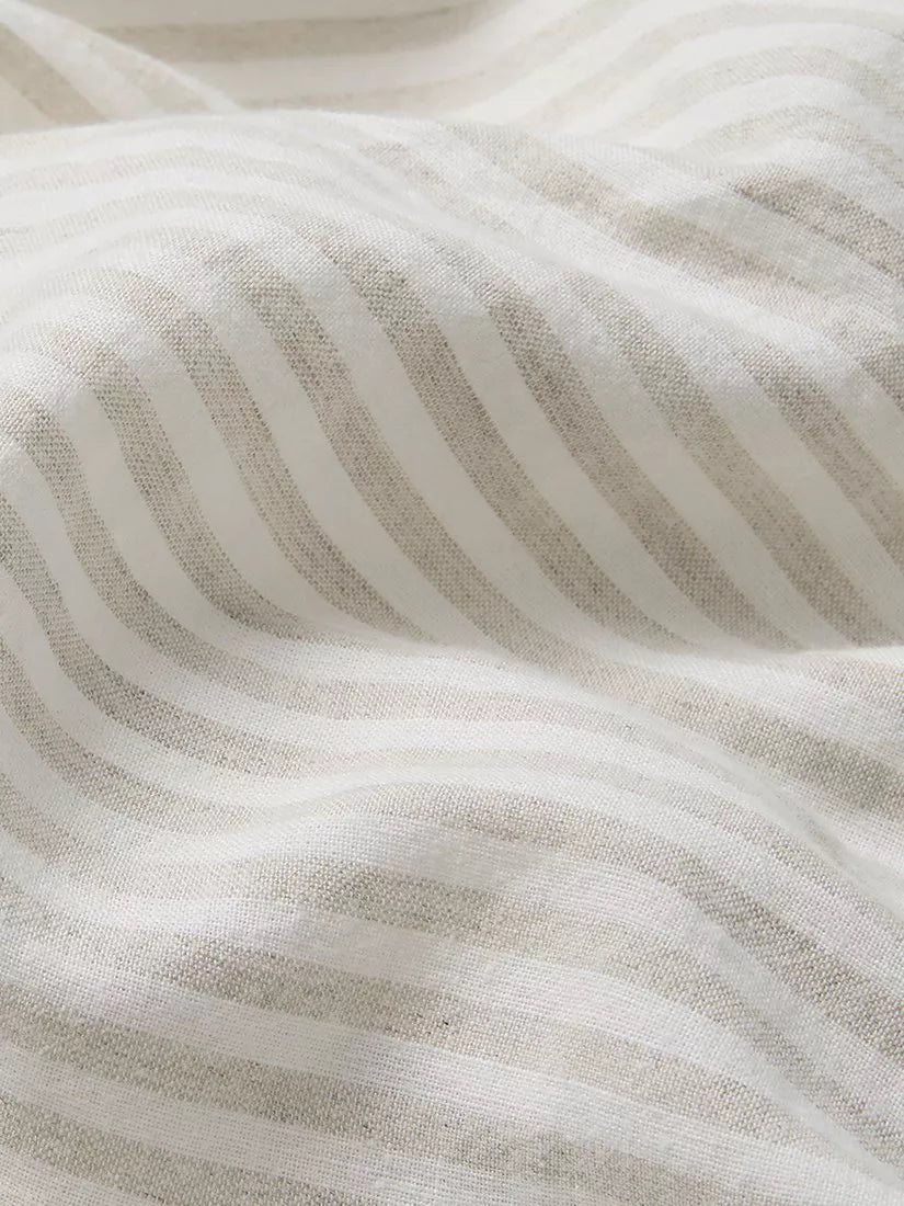 Piglet in Bed oatmeal stripe linen flat sheet king size, UK version