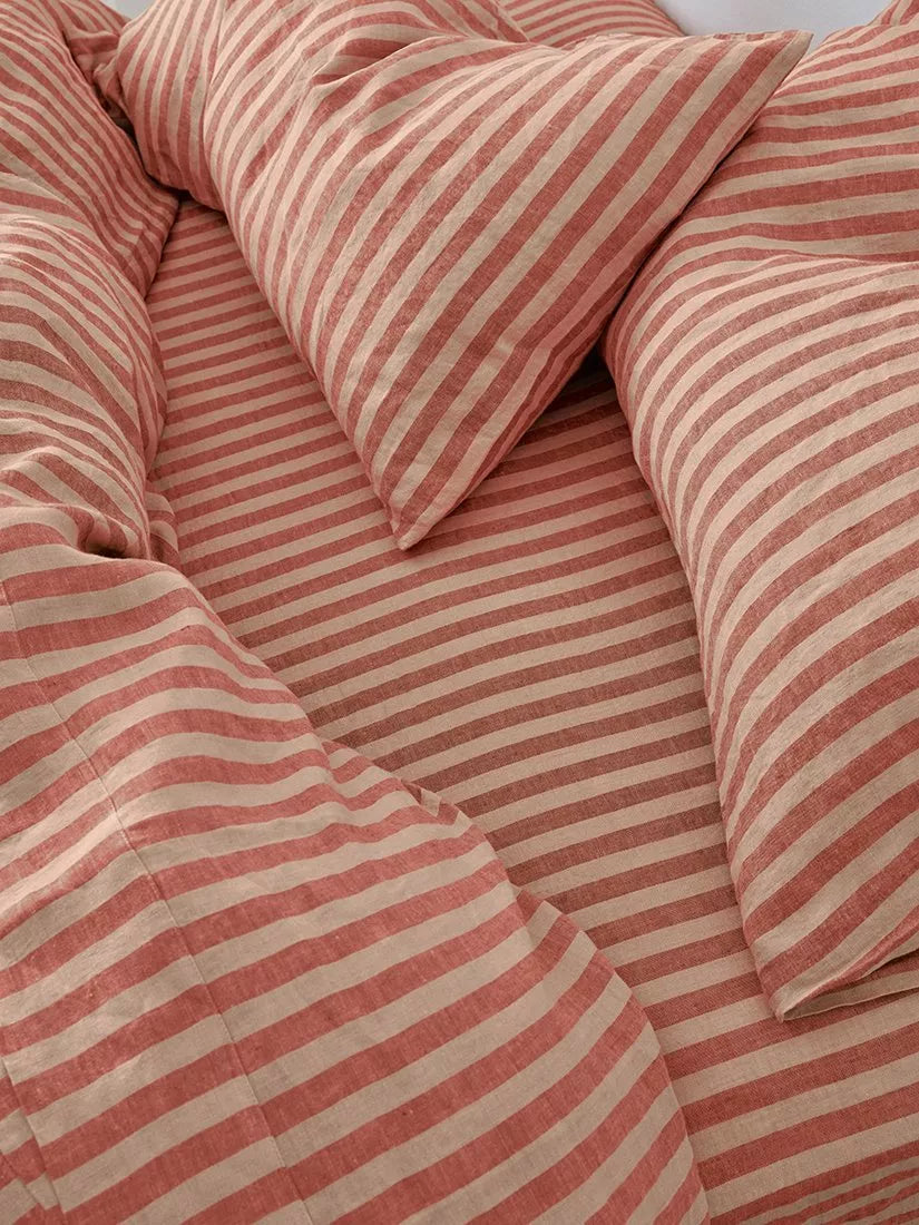 Piglet in Bed Pembroke Stripe Linen Fitted Sheet