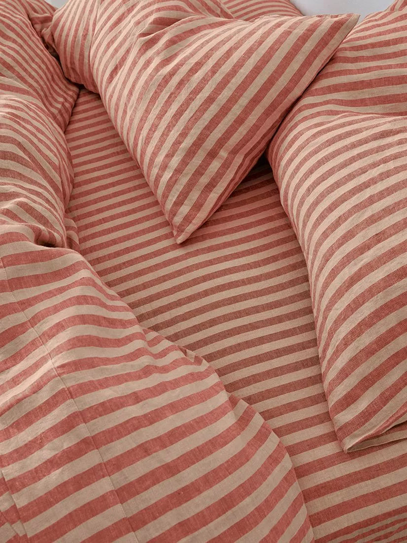 Piglet in Bed Pembroke Stripe Linen Fitted Sheet