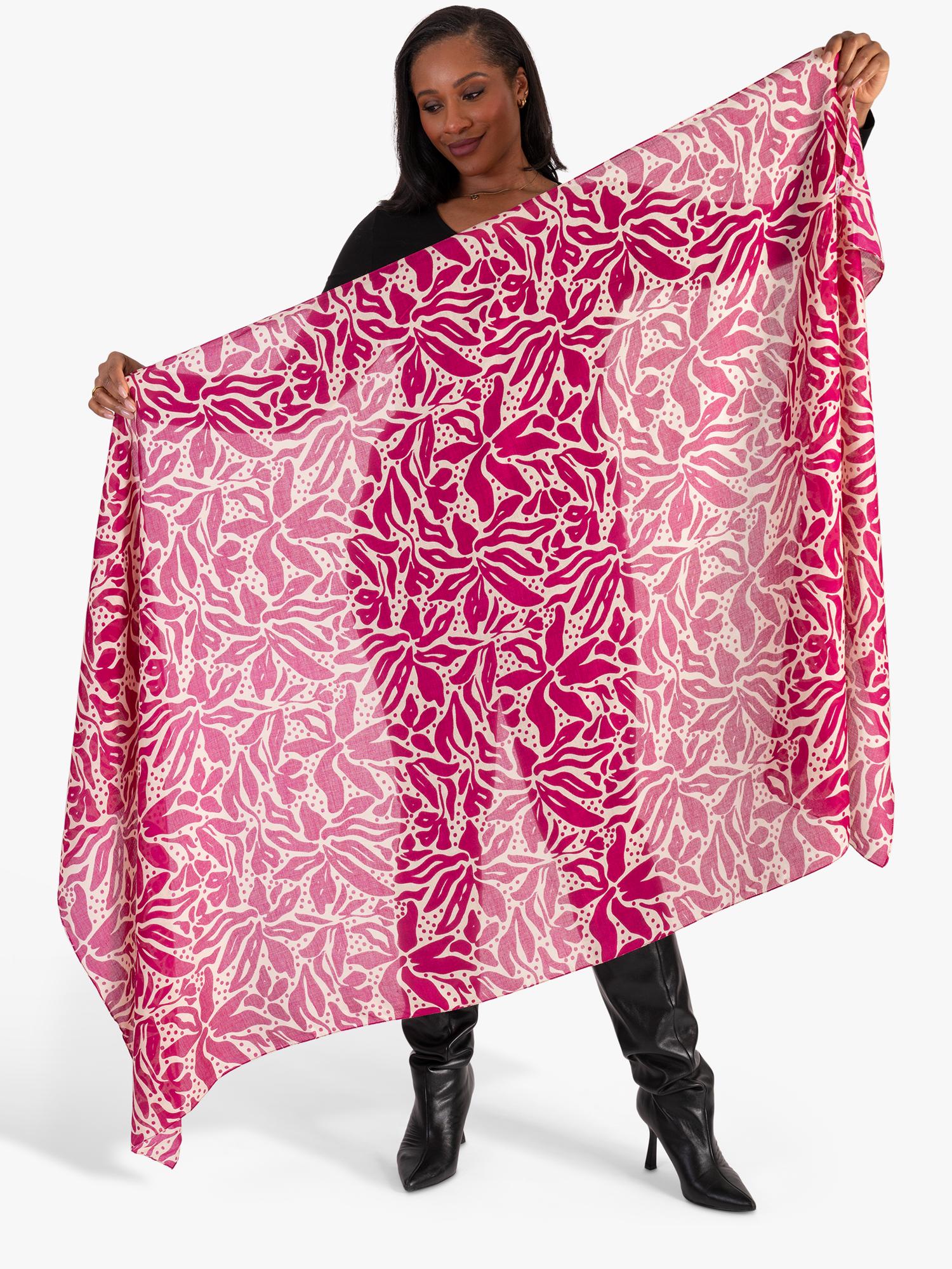 chesca floral scarf pink 180cm, imported from the UK